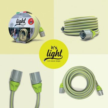 Idro Easy Gartenschlauch Armadillo Superlight (1/2), 2 Schnellkupplungen, sehr leicht, Gefrierschutz, Grau-Limette-Kit