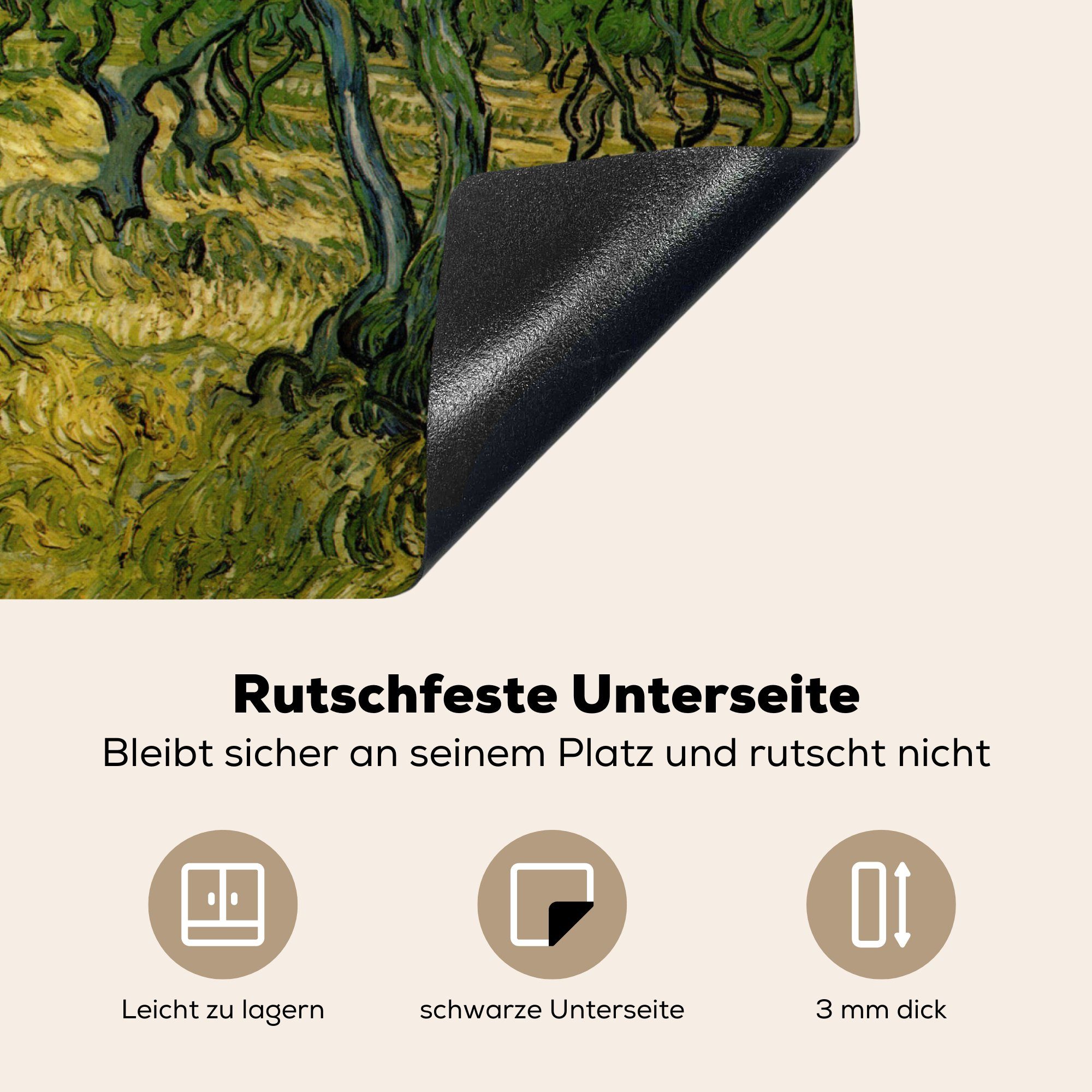 - Olivenhain tlg), Vinyl, die Induktionsmatte Vincent van 59x52 für MuchoWow cm, (1 küche, Ceranfeldabdeckung Gogh, Herdblende-/Abdeckplatte