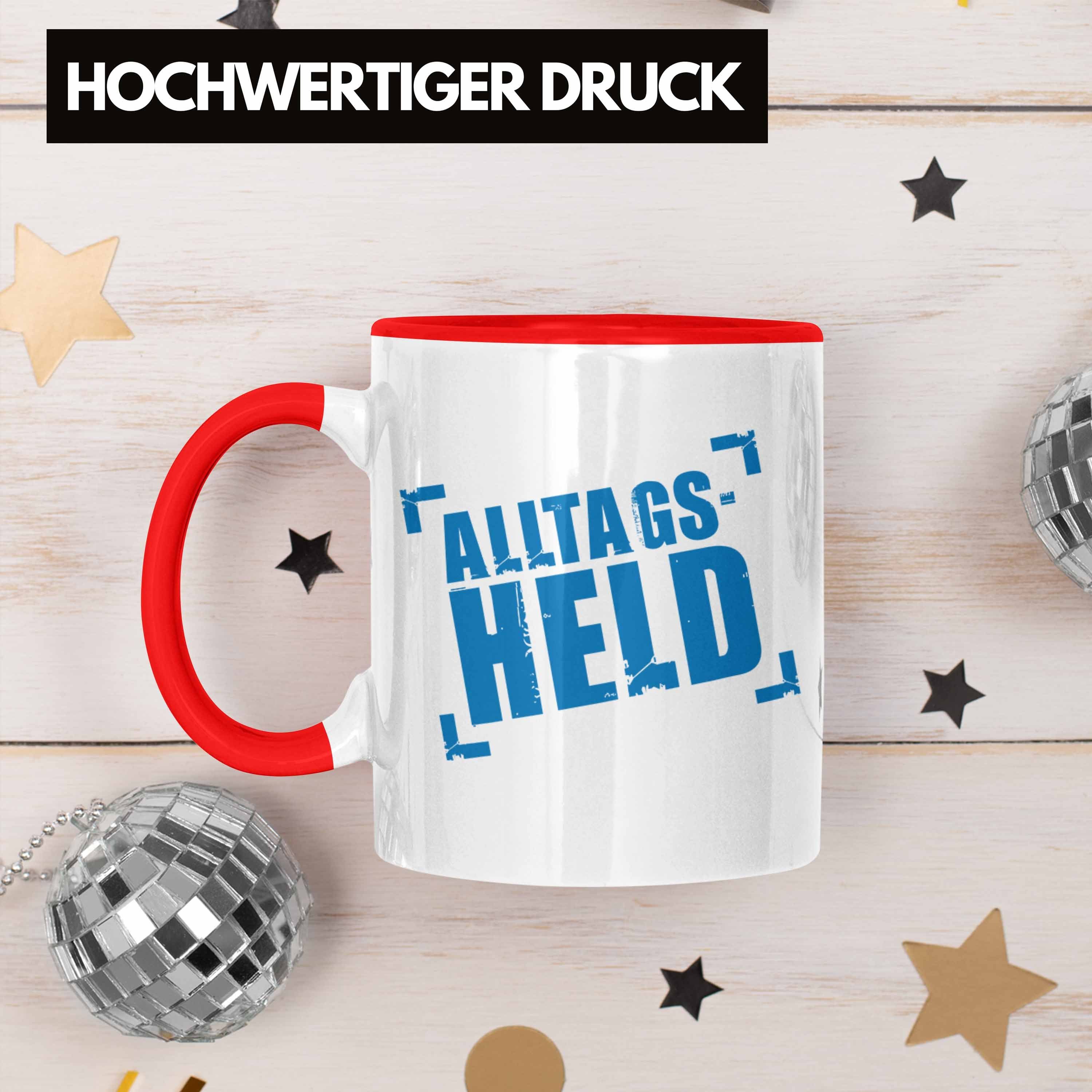 Mann Kaffeebecher Kollege Männer Lustig Trendation Tasse Alltags-Held Tasse Kollegin Kaffeetasse Lustige - Rot Büro Trendation