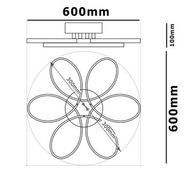 Lewima Deckenleuchte Kristall funkelnd »Blume«, Ø60cm XL LED Deckenlampe Farbwechsel Dimmbar, Warmweiß/Kaltweiß/Neutralweiß einstellbar, mit Fernbedienung und Speicherfunktion, 64Watt 4610 Lumen Alu