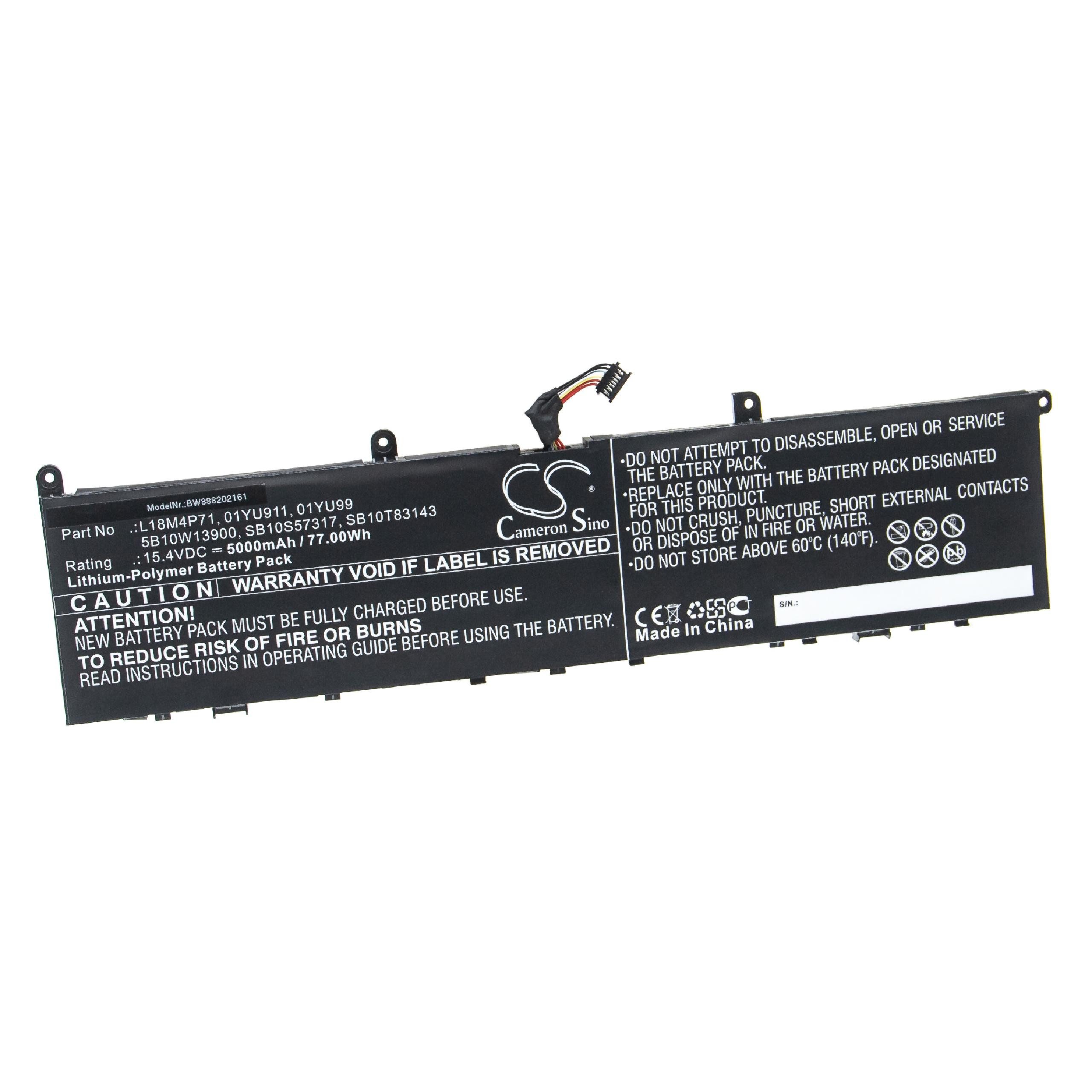 vhbw Ersatz für Lenovo 01YU911, 01YU99, 5B10W13900, L18M4P71, SB10S57317, Laptop-Akku 5000 mAh