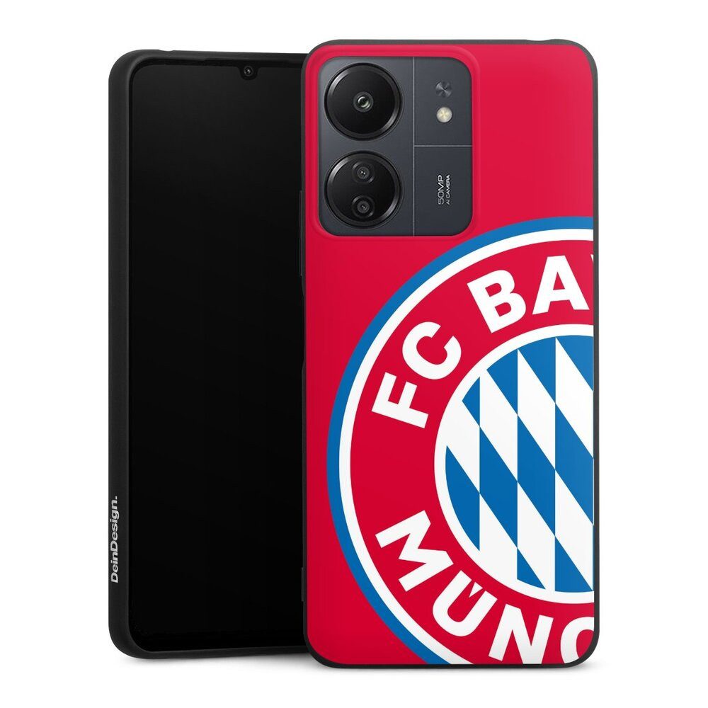 DeinDesign Handyhülle FC Bayern München Offizielles Lizenzprodukt FCB Großes FCB Logo Rot, Xiaomi Redmi 13C 4G Silikon Hülle Premium Case Handy Schutzhülle
