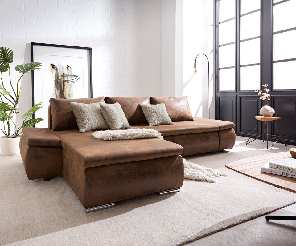 DELIFE Schlafsofa »Abilene«, Braun 325×230 cm Ottomane variabel Schlaffunktion Wohnlandschaft