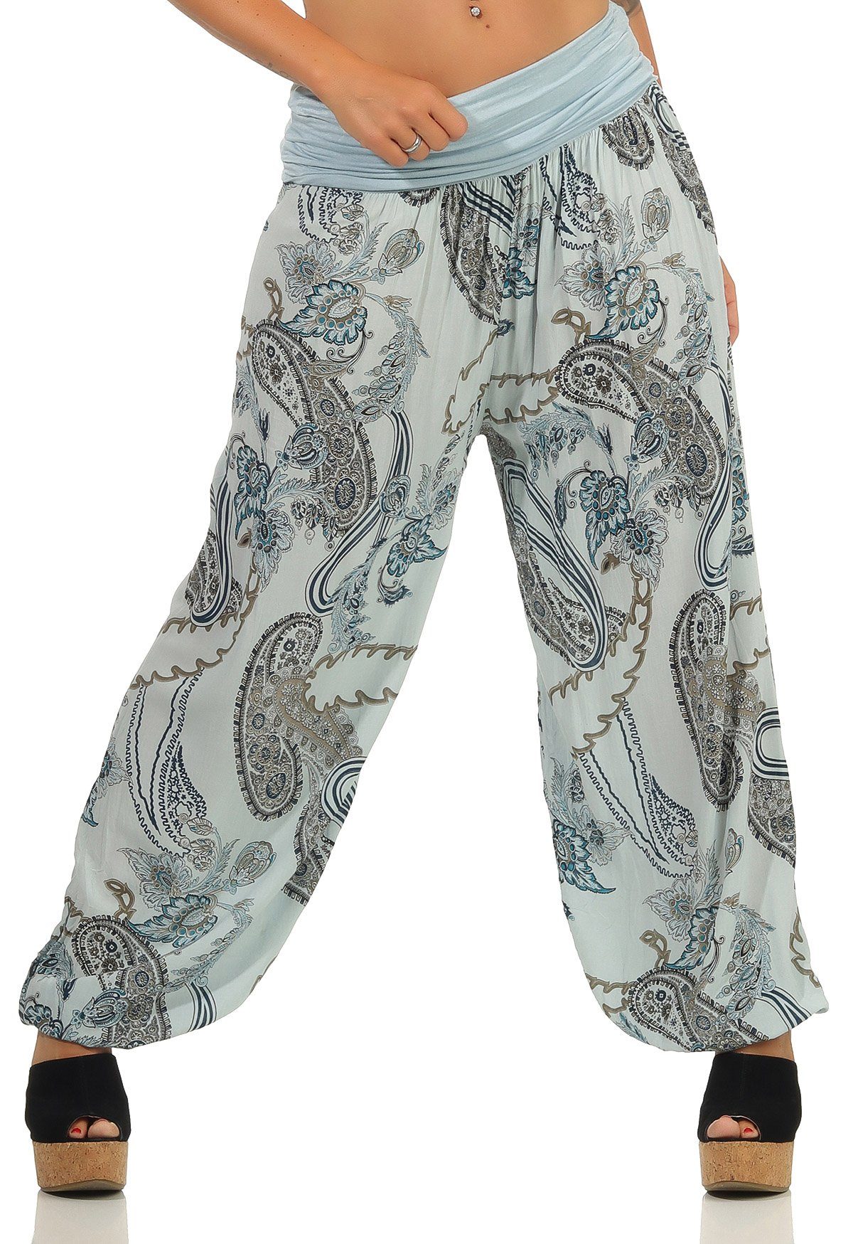 malito more than fashion Haremshose 7185 Pluderhose mit All-Over-Print hellblau