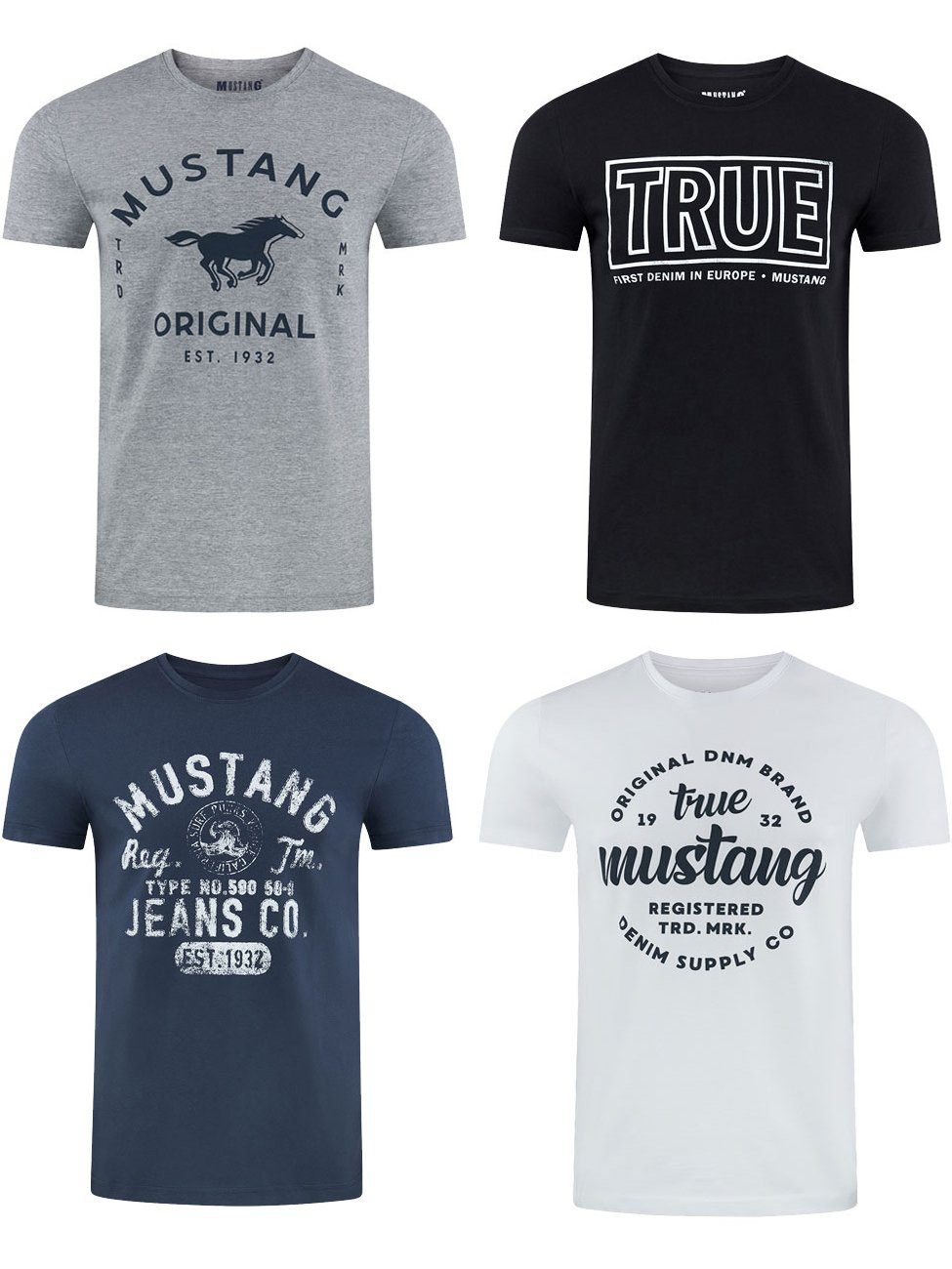 MUSTANG T-Shirt Herren Printshirt 4er Pack günstig online kaufen