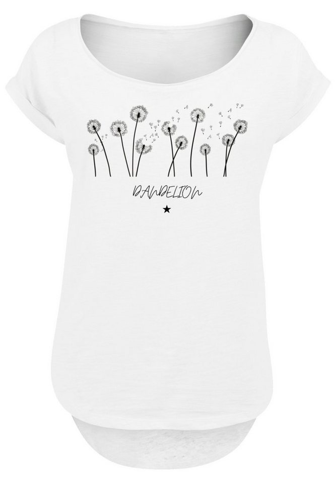 Dandelion Blume Damen F4NT4STIC T-Shirt geschnittenes T-Shirt lang Print, extra Hinten