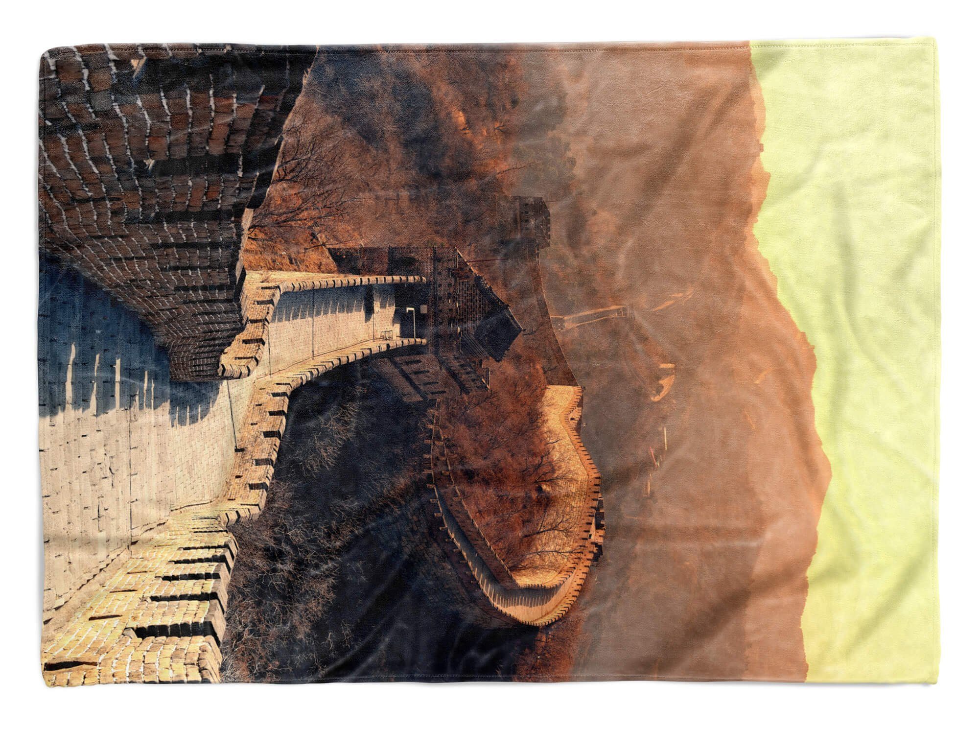 Sinus Art Handtücher Handtuch Strandhandtuch Saunatuch Kuscheldecke mit Fotomotiv Berge Chinesische Mauer, Baumwolle-Polyester-Mix (1-St), Handtuch | Saunahandtücher