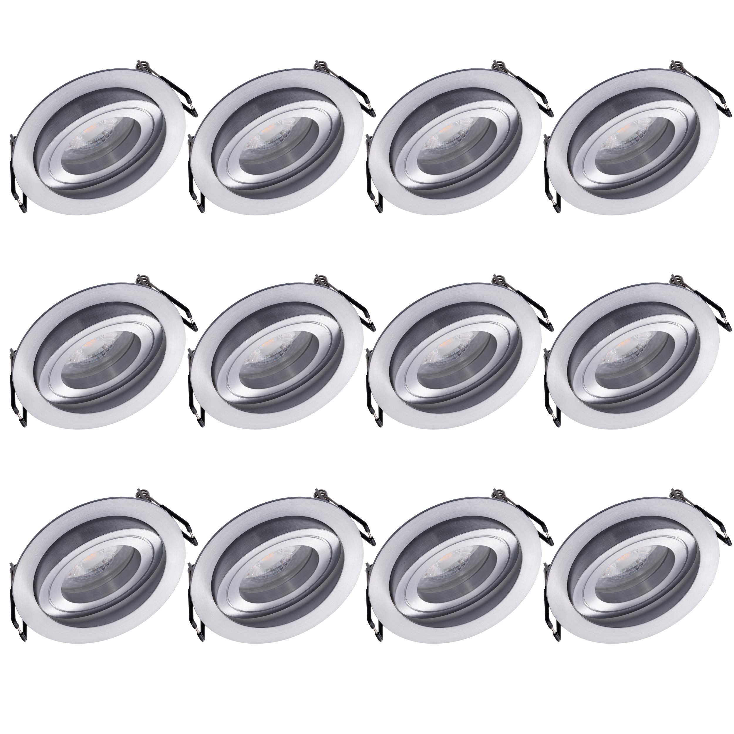 Oktaplex lighting LED Einbaustrahler Lyon Aluminium Deckenstrahler dimmbar, inklusive Leuchtmittel, warmweiß, 4000K 380lm 4,8W Einbauspot 230V