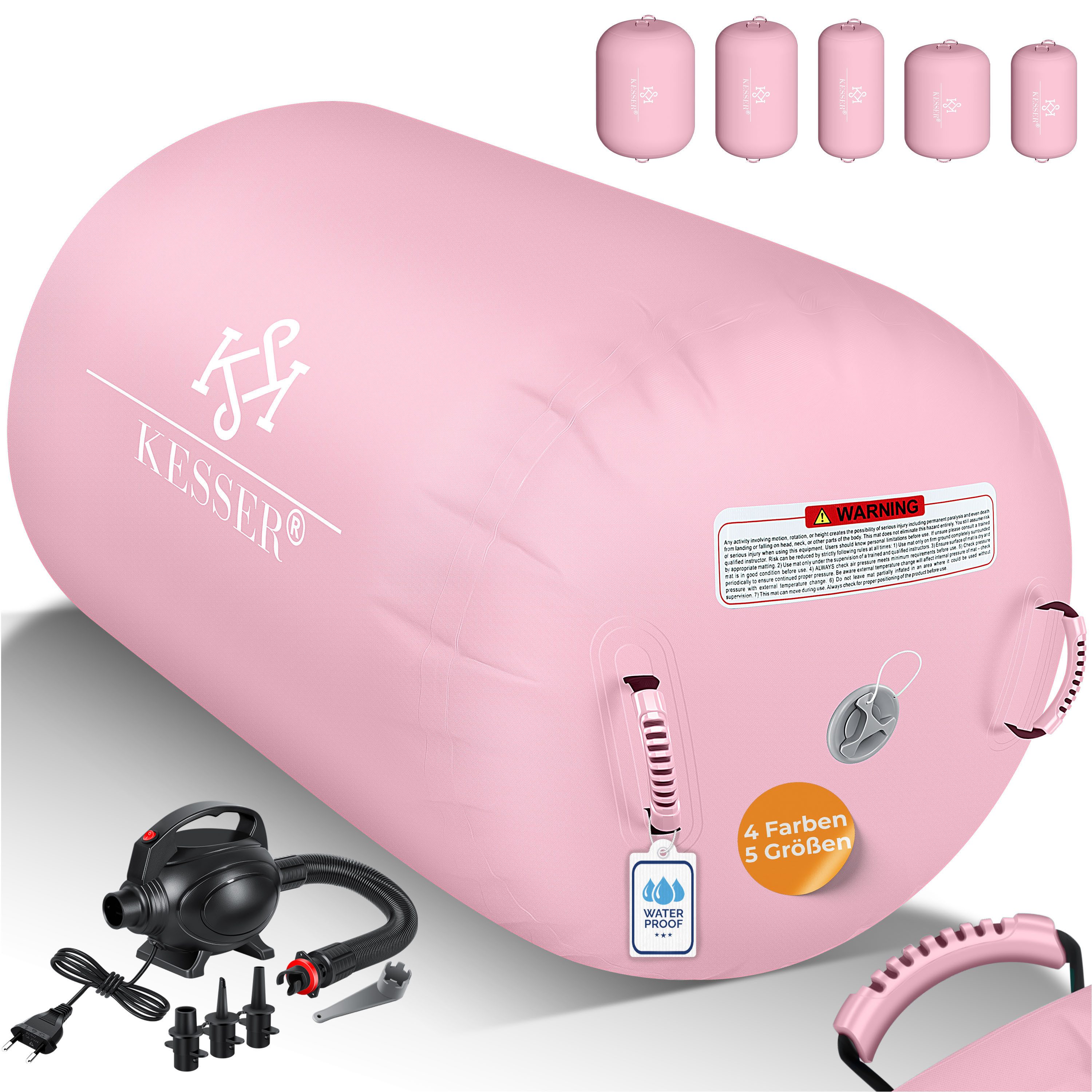 KESSER Gymnastikmatte, Aufblasbare Air Roll Airtrack, Gymnastik-Rolle inkl. Tragetasche