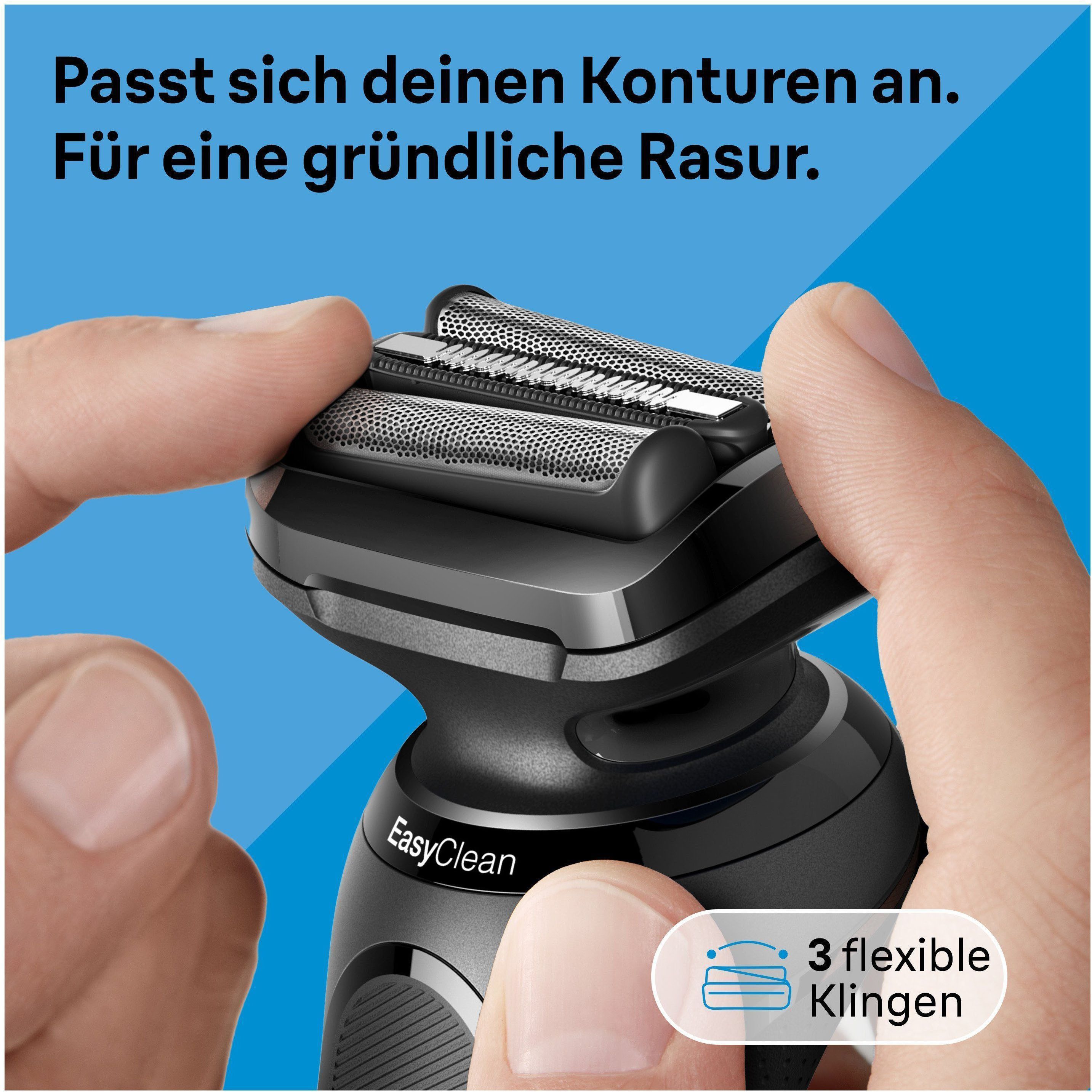 Braun Elektrorasierer Series 5 52-N7200cc, Reinigungsstation, Wasserdichter Folienrasierer, mit Präzisionstrimmer