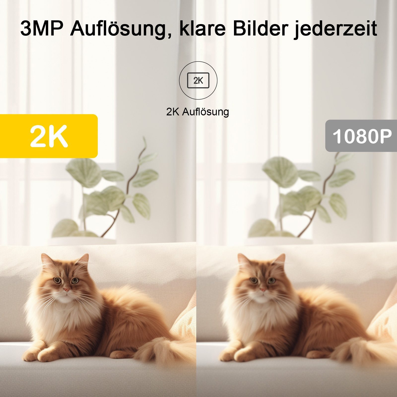 BoyKeep Überwachungskamera K10 5G/2.4GHz 2K WLAN Babyphone mit Kamera (Innenbereich, Nachtsicht, Bewegungs-/Tonerkennung, 2-Wege-Audio, SD&Cloud-Speicher)