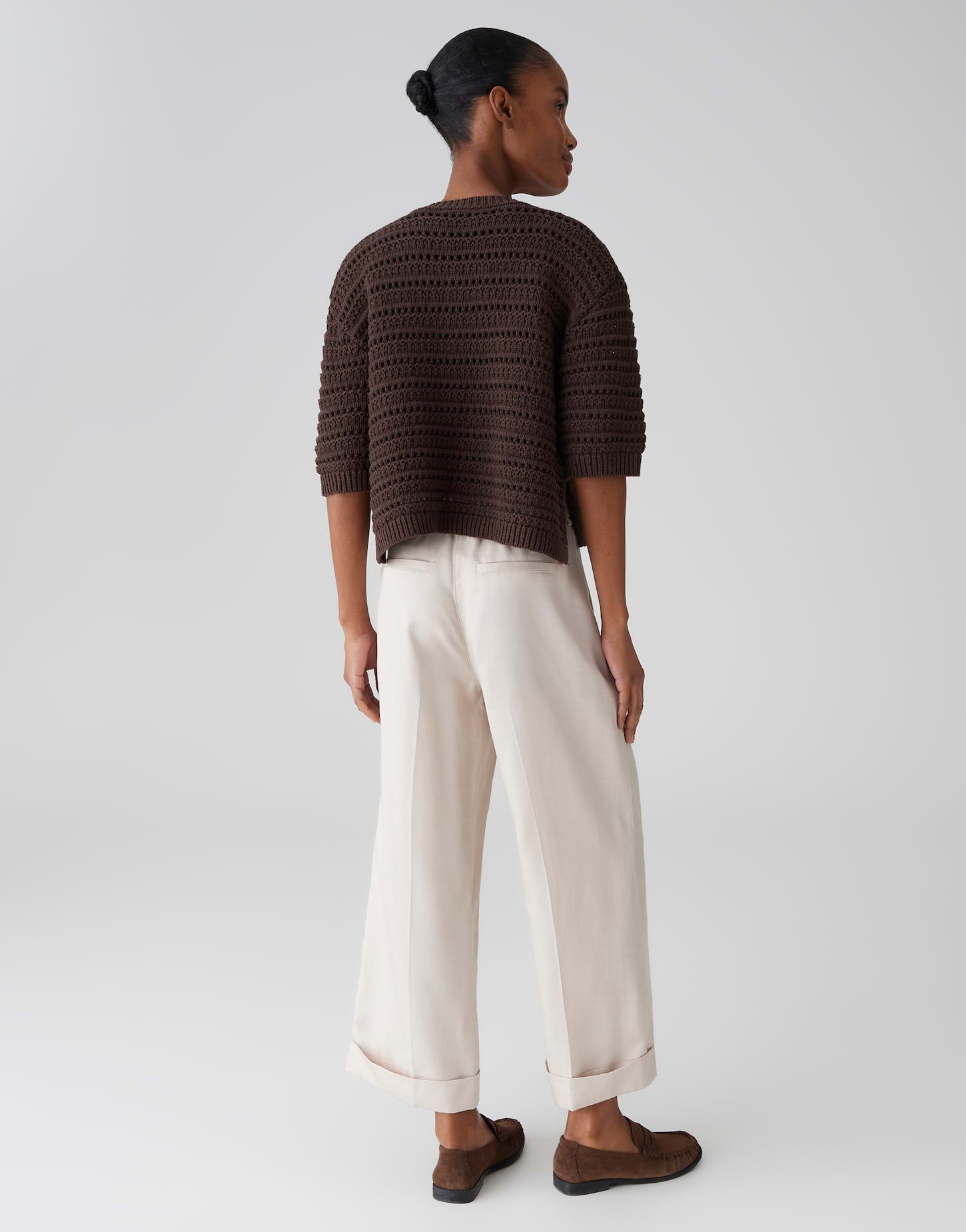 OPUS Kurzarmpullover Kurzarmpullover aus BCI Cotton Mix Boxy Fit, Schlitze in den Seiten