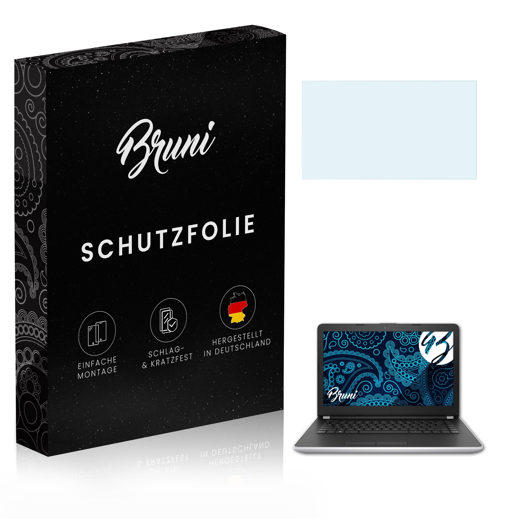 Bruni Schutzfolie Glasklare Displayschutzfolie für HP Notebook 14, (2 Folien), praktisch unsichtbar