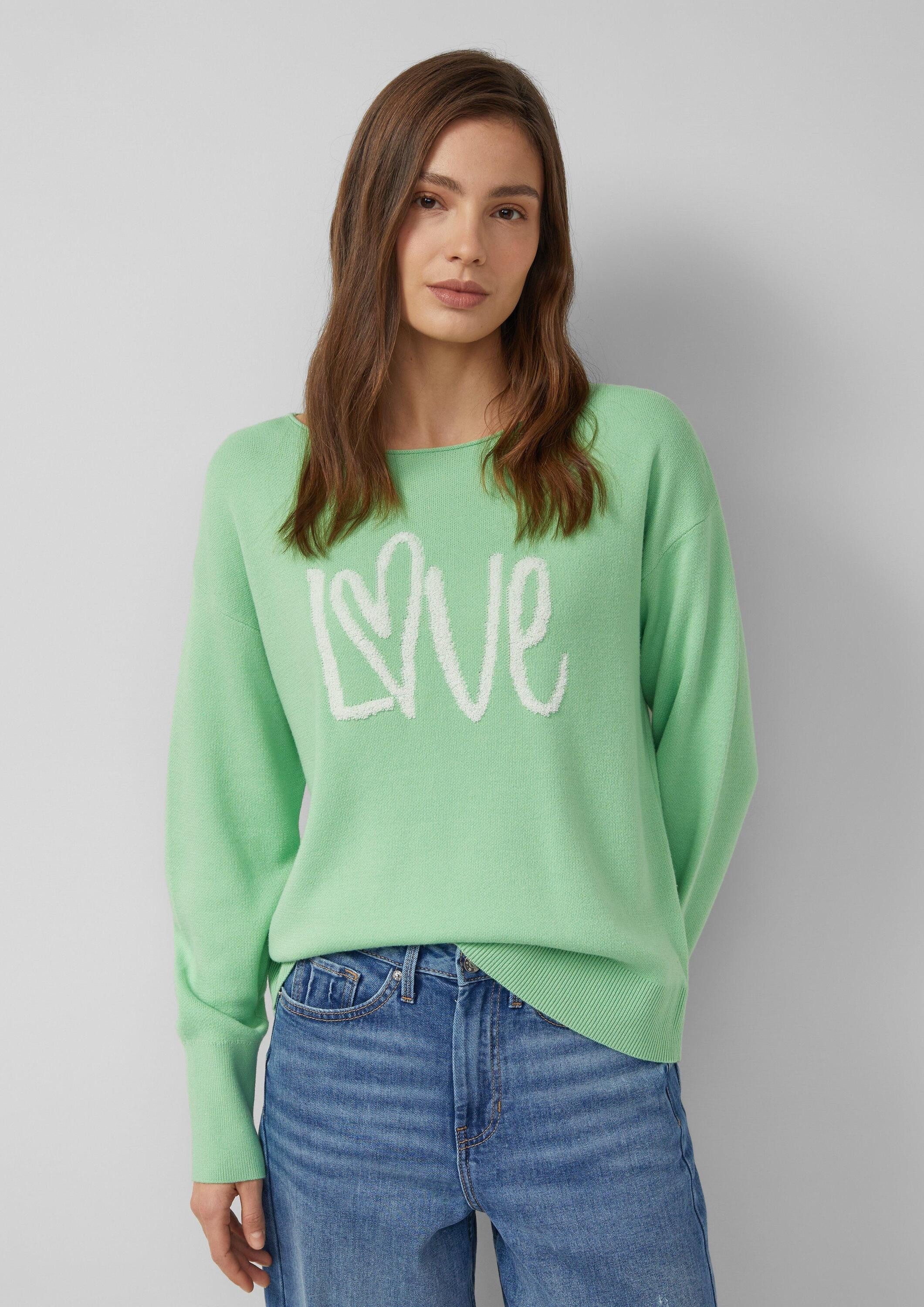 s.Oliver Longpullover Strickpullover Strickpullover mit Love-Schriftzug