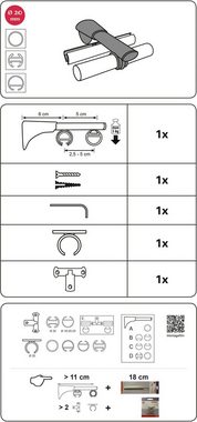 Träger Universal Wandträger für Gardinenstangen, GARDINIA, (1-St), Serie Einzelprogramm Chicago Ø 20 mm