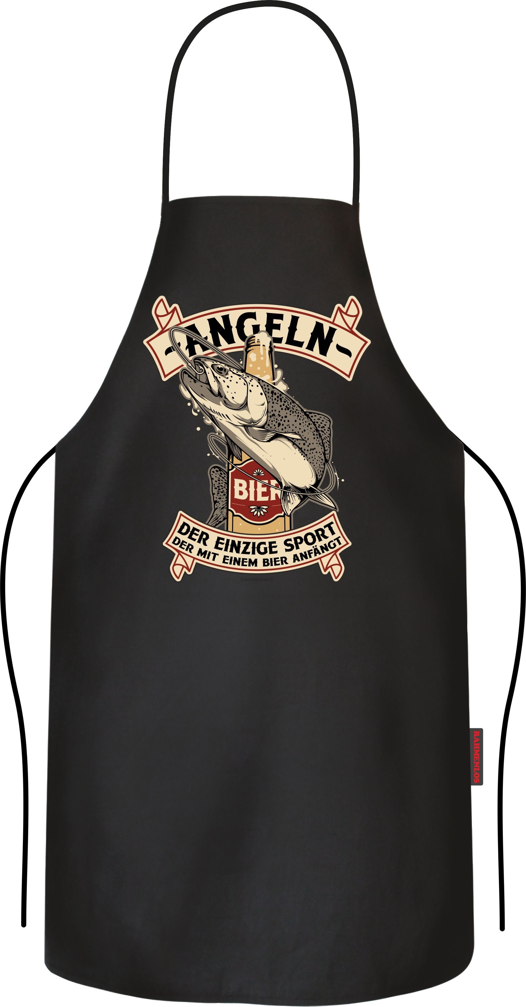 RAHMENLOS® Grillschürze Kochschürze Küchenschürze für Angler: der einzige Sport mit Bier