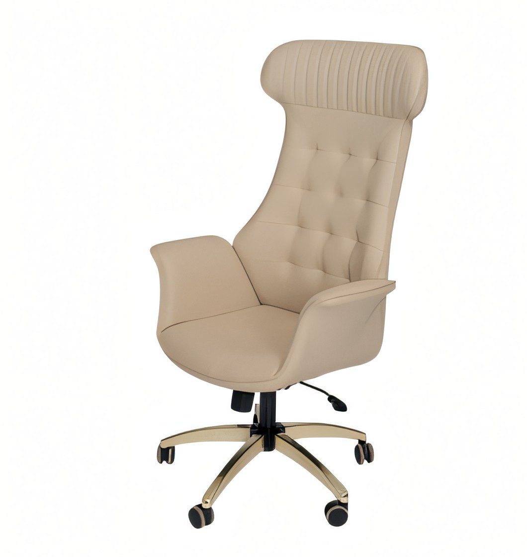 Xlmoebel Bürostuhl Beiger Holzstuhl mit elegantem Design und Rollen von XLMOEBEL (1 St), Made in Europa