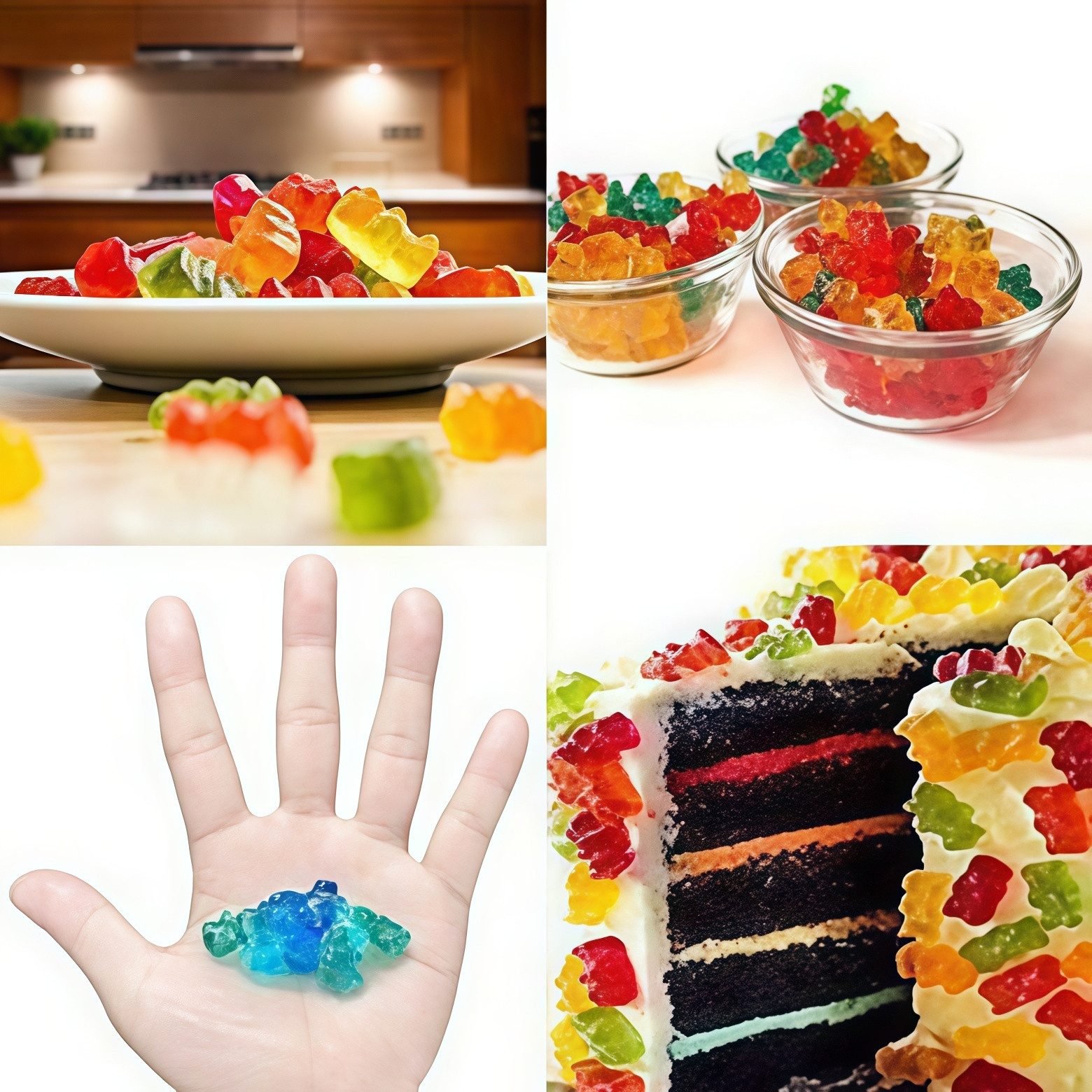FOUORTUNATE-BEE Silikonform 4er Set Silikon-Gummibärchenform mit Tropfer für DIY Süßigkeiten, (4-tlg), Silikonformen für Schokolade, Donuts & Gummibärchen – 4 Stück