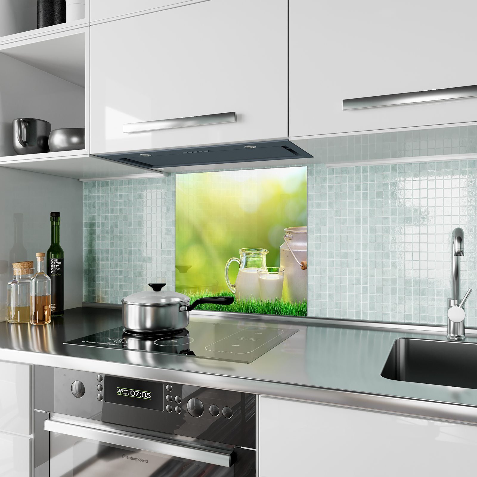 Küchenrückwand in Milch Glas Motiv mit Küchenrückwand Frische Natur Spritzschutz Primedeco