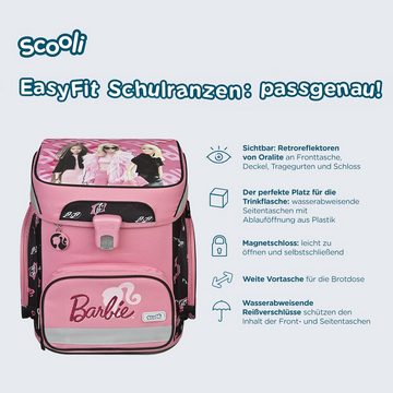 Scooli Schulranzen EasyFit (Set, 6-tlg., inkl. Federmäppchen und Hüftgurt), BARBIE Mattel Pink