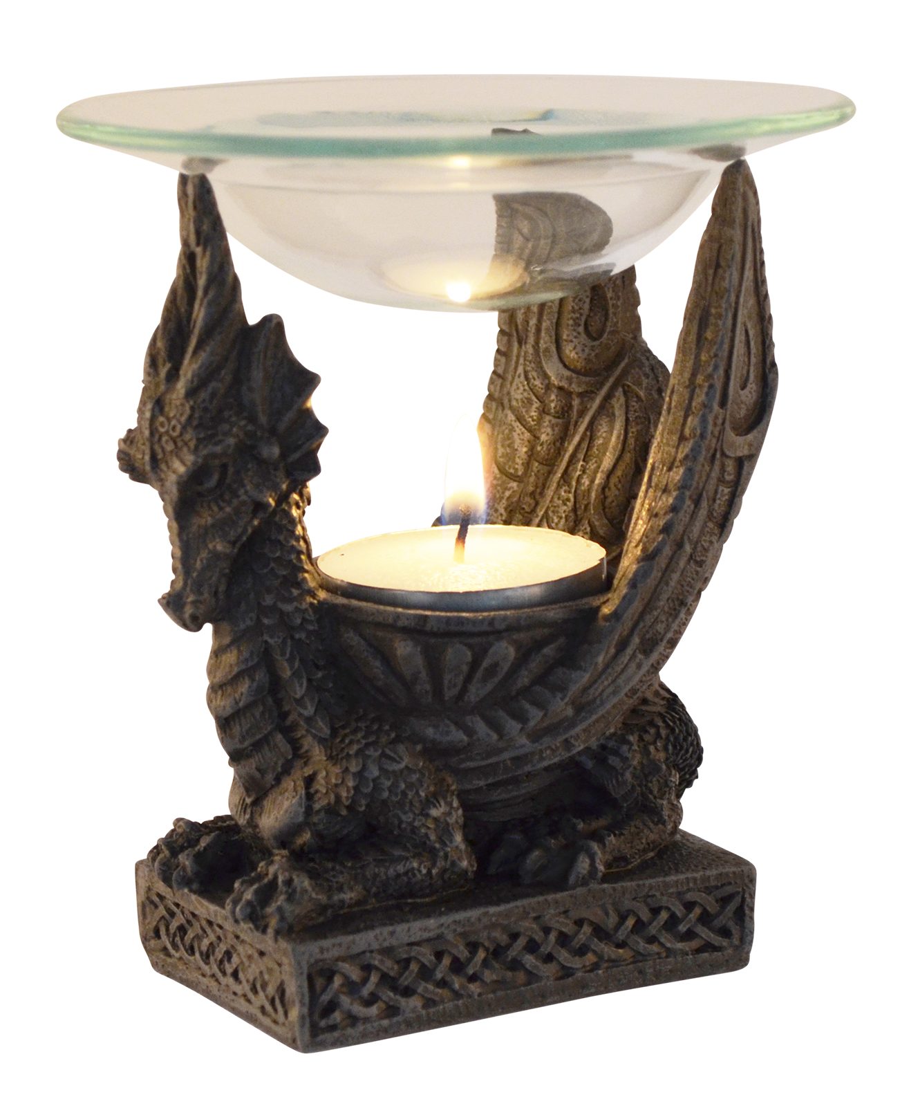 Vogler direct LxBxH und Drache - (herausnehmbar), Kunststein, 6x5x12cm von Glasschale coloriert, Duftlampe mit Kerze ca. Gmbh Mystische Hand Duftlampe