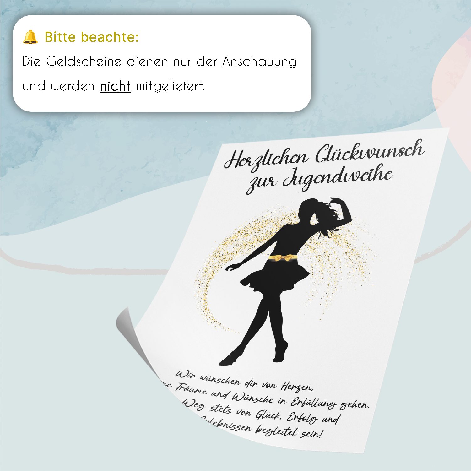 Tigerlino Poster Geldgeschenk zur Jugendweihe Geschenkidee Mädchen