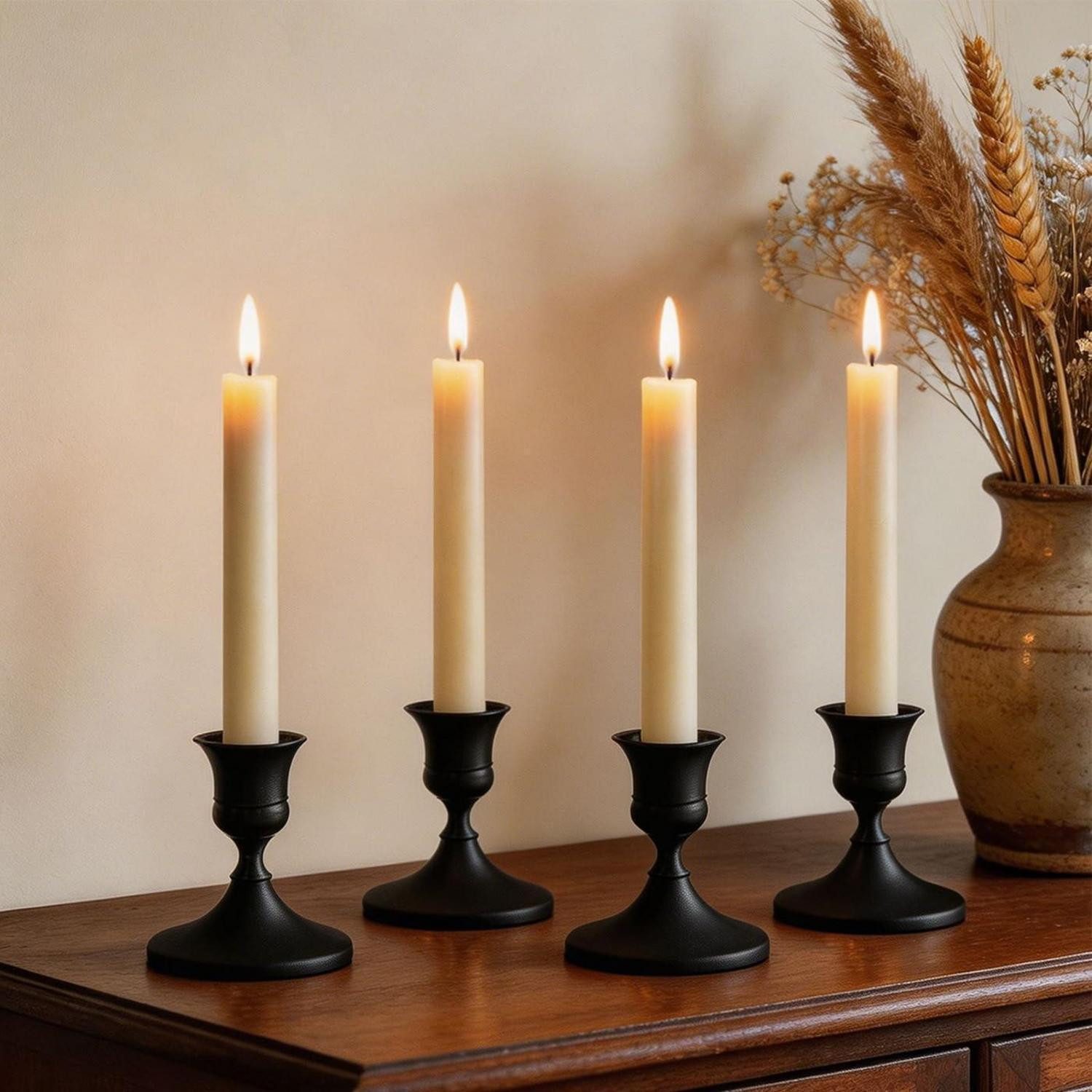 LuxusKollektion Kerzenständer Kerzenständer Schwarz 4er-Set