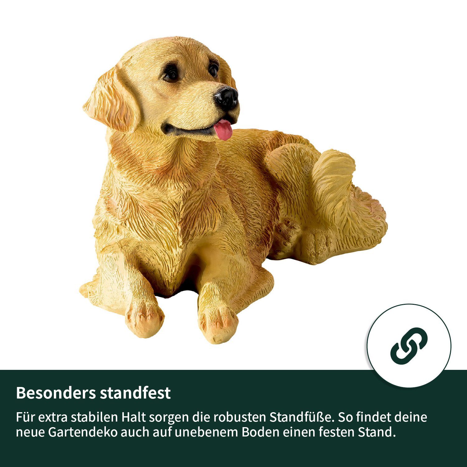 Polyresin Gartendeko VERDOBA Gartenfigur - Gartenfigur wetterfeste Hund Dekofigur, aus - Kunstharz