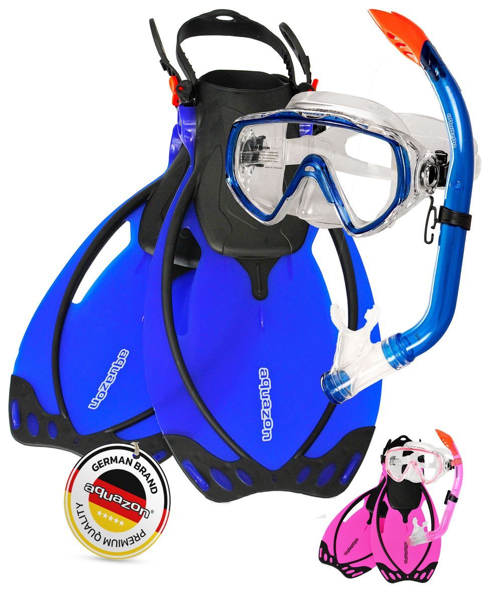 AQUAZON Taucherbrille MIAMI mit Schnorchel und Flossen, Schnorchelset, für Kinder