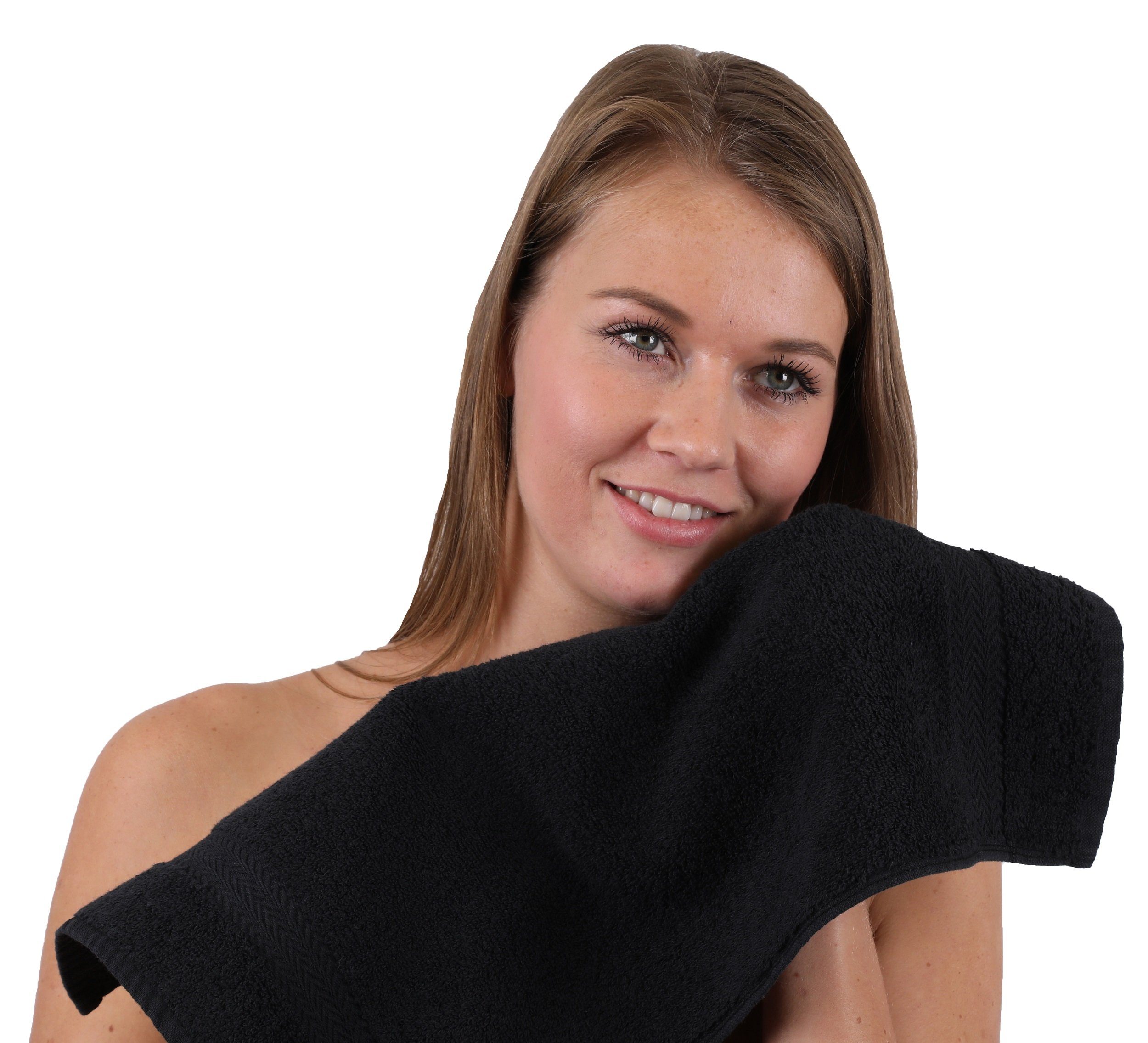 10-TLG. Farbe und Handtuch Classic Baumowlle Dunkelbraun 100% Set schwarz, Betz Handtuch-Set
