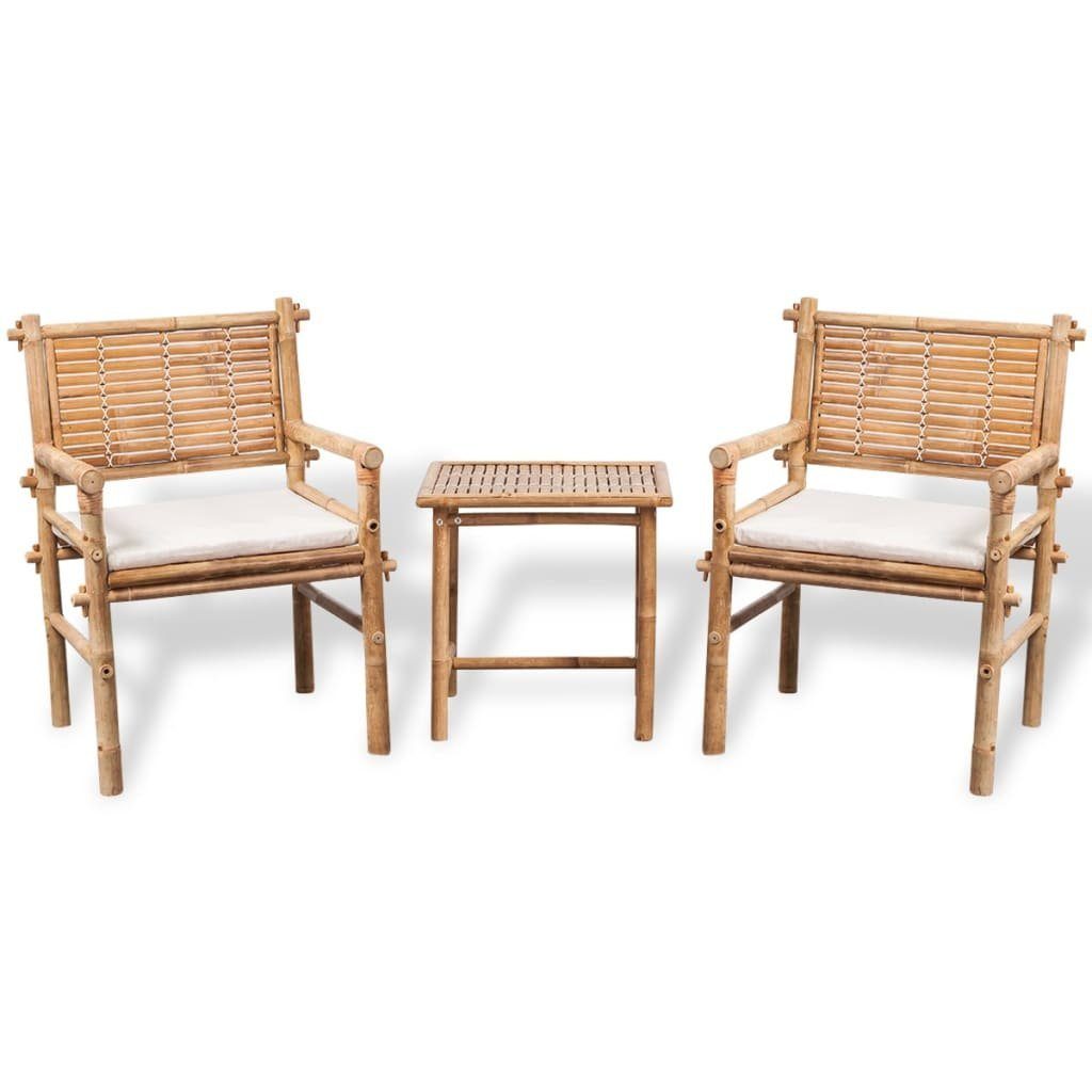 DOTMALL Balkonset Bistro-Set, 3 teilig, 2 Personen, 2 Stühle & Tisch, Bambus