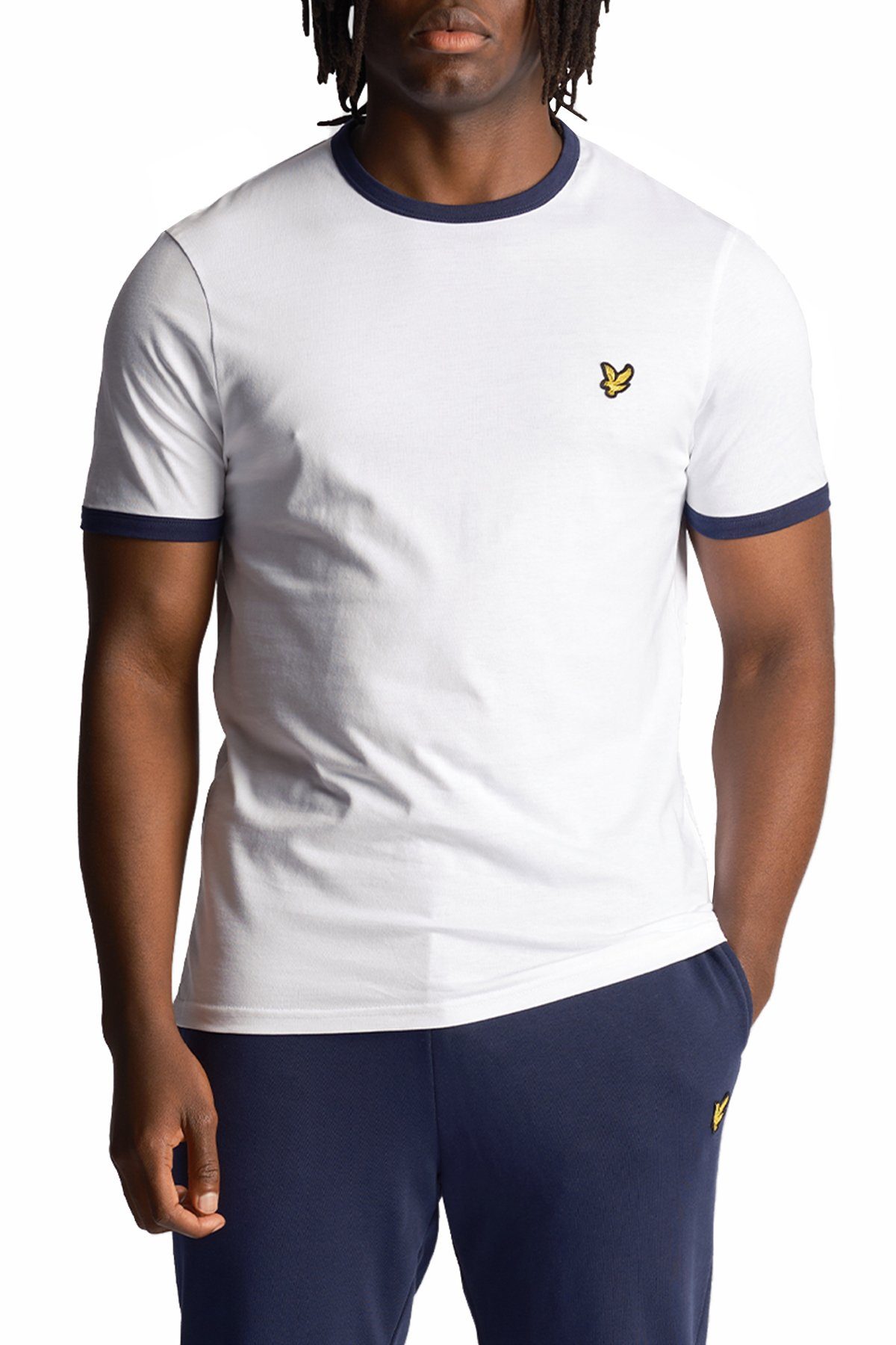 Lyle & Scott T-Shirt Mit Kontrastierender Zierleiste Weiß/Marine | T-Shirts