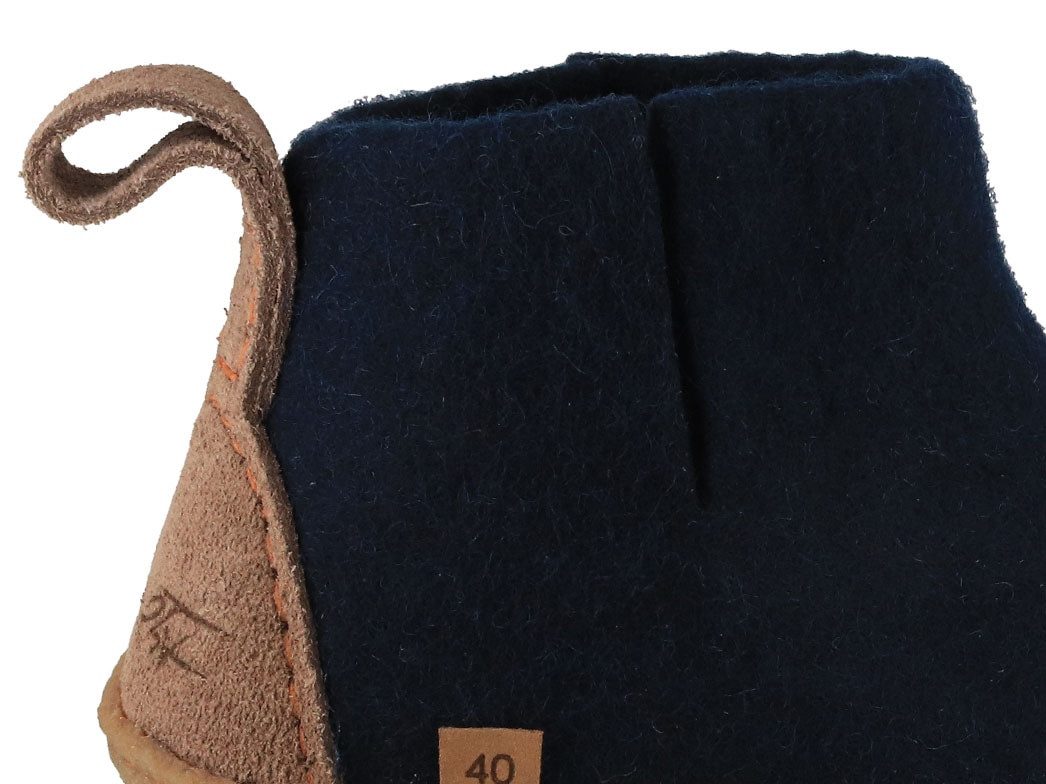WoolFit Yeti Barfußhausschuhe mit Naturgummisohle Hausschuh mit Footprint Fußbett