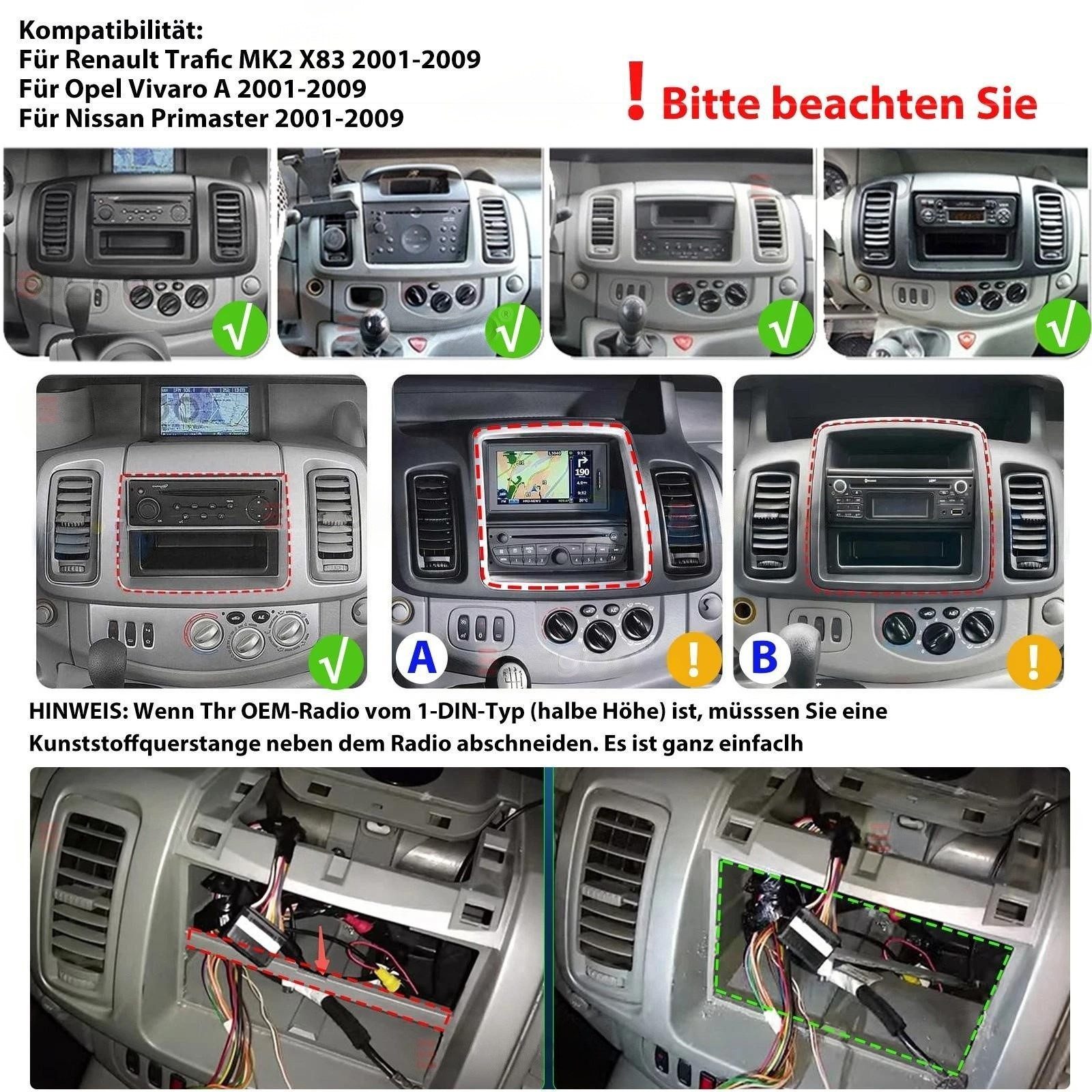 ESSGOO Für Opel Vivaro A Renault Trafic II 6+128G Android 15 8-Kern Autoradio (RDS, Digitalradio (DAB), FM, AM, Apple Carplay Android Auto Navi WIFI Mirror Link SWC RDS)