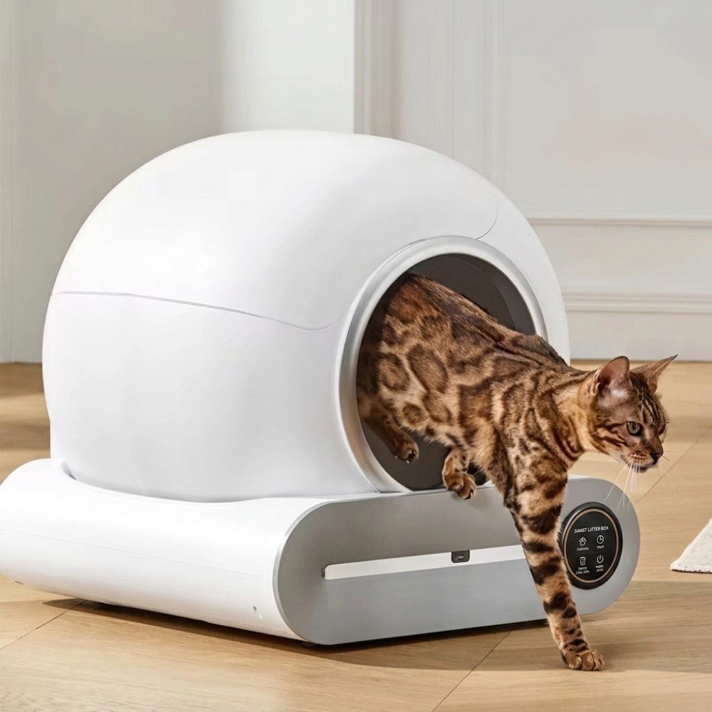 Athlix Katzentoilette Vollautomatische Smart-Katzentoilette App-Steuerung 65-Liter-Innenraum, Vollautomatische Selbstreinigung, Integrierte Geruchsbeseitigung