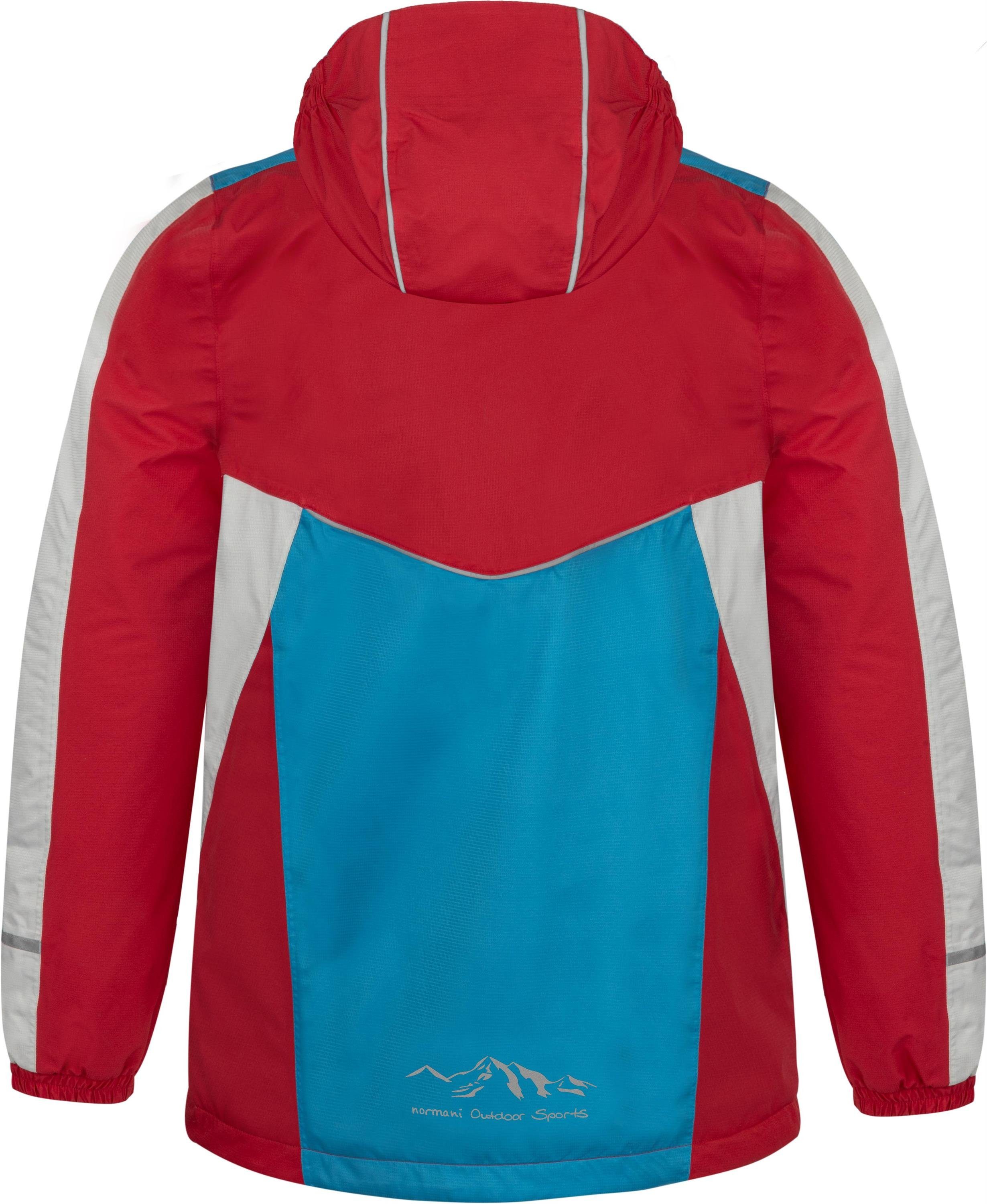 normani Regenjacke Kinder Regenjacke mit Fleecefutter Wasilla Wasserdichte Outdoor Übergangsjacke mit 3M Reflektoren