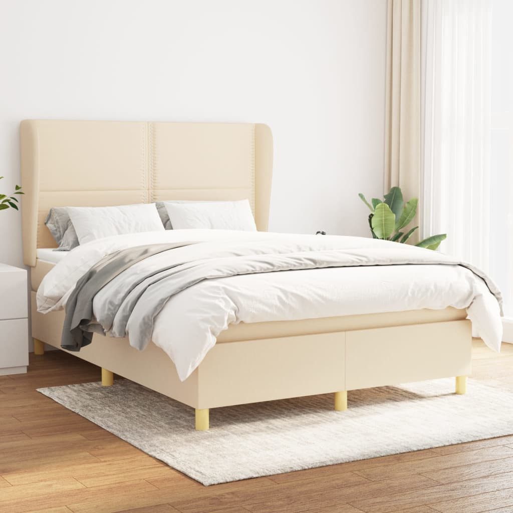 vidaXL Boxspringbett Boxspringbett mit Matratze Blau 140x200 cm Stoff Bett günstig online kaufen
