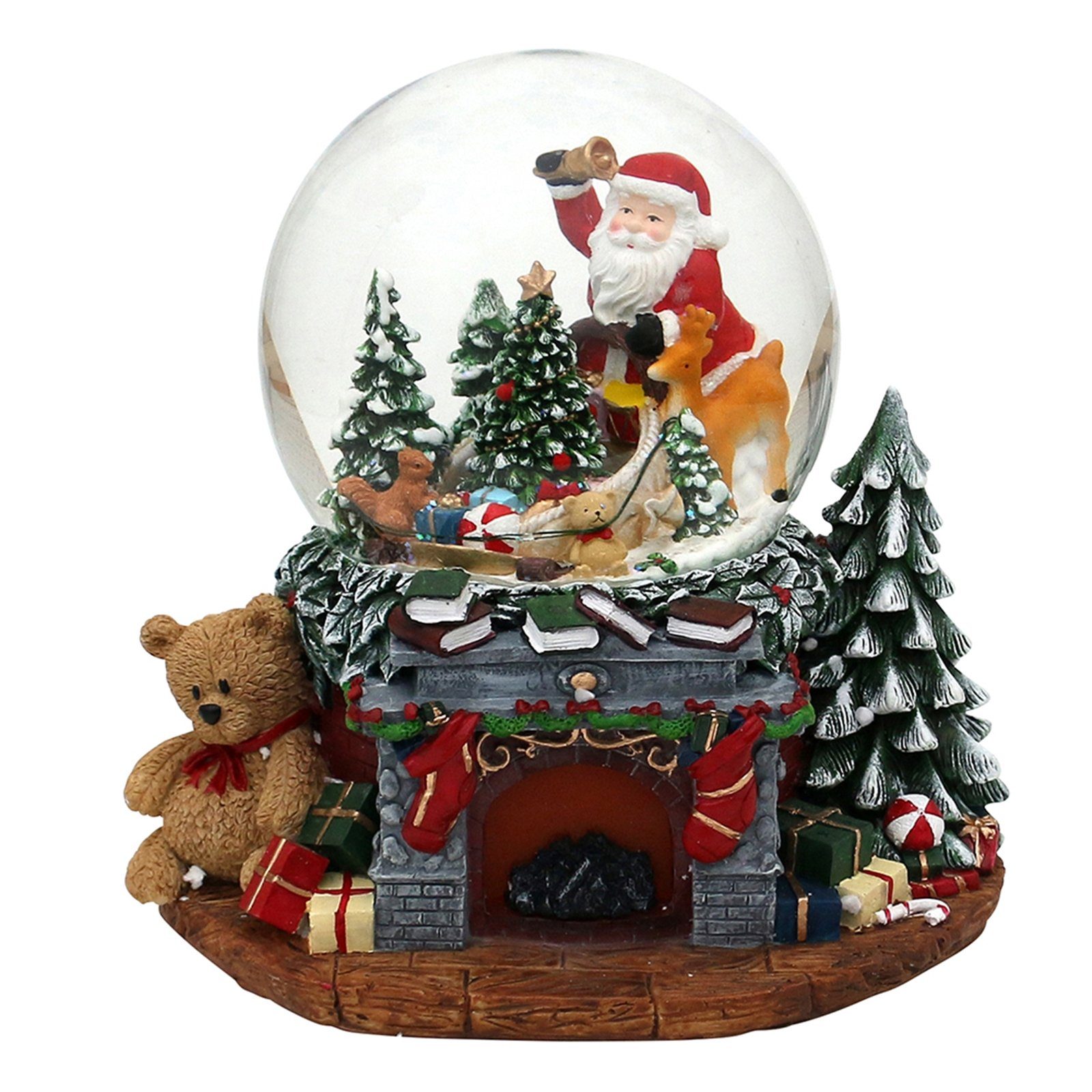 SIGRO Weihnachtsfigur Schneekugel Farbwechsel, Sound Weihnachtskamin, mit  Farbwechsel und Sound