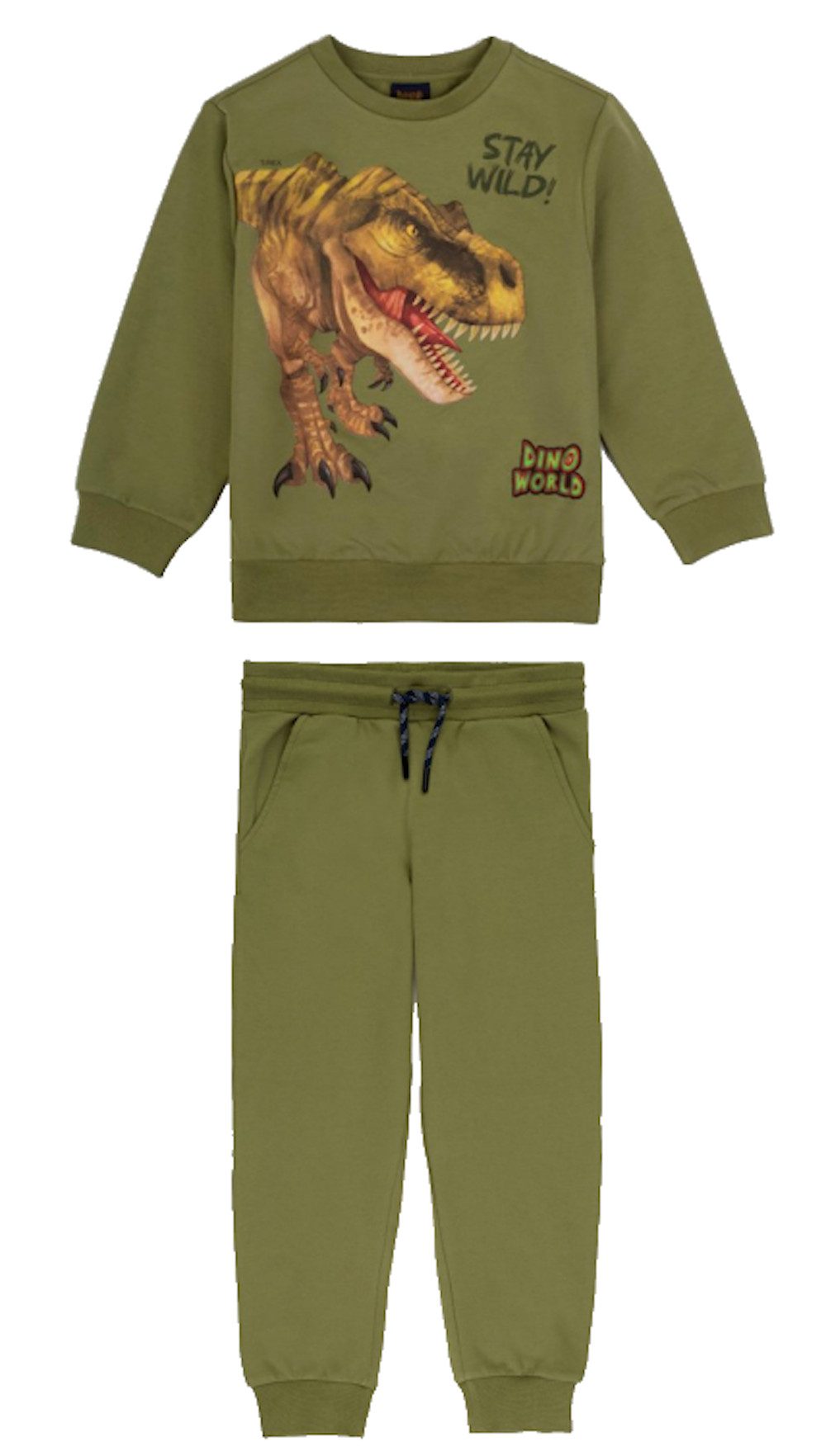 Dino World Jogginganzug Dino World Jogginganzug Dinosaurier T-Rex Stay Wild London Green (2-tlg., 2 teilig)