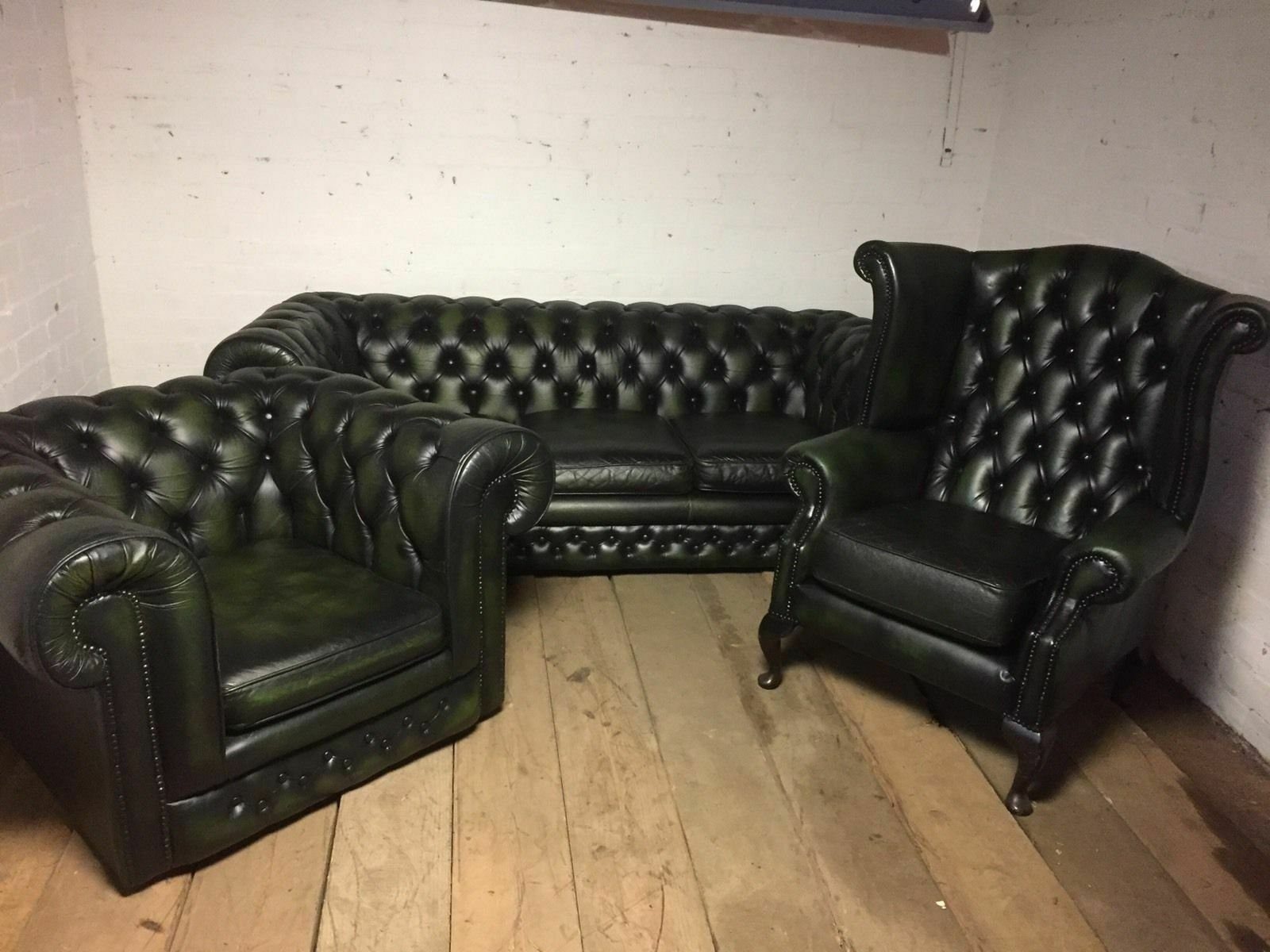 Set Chesterfield Sofa Polster Couch Echtleder Garnitur, Ledersofa JVmoebel Sofa Europe Made in