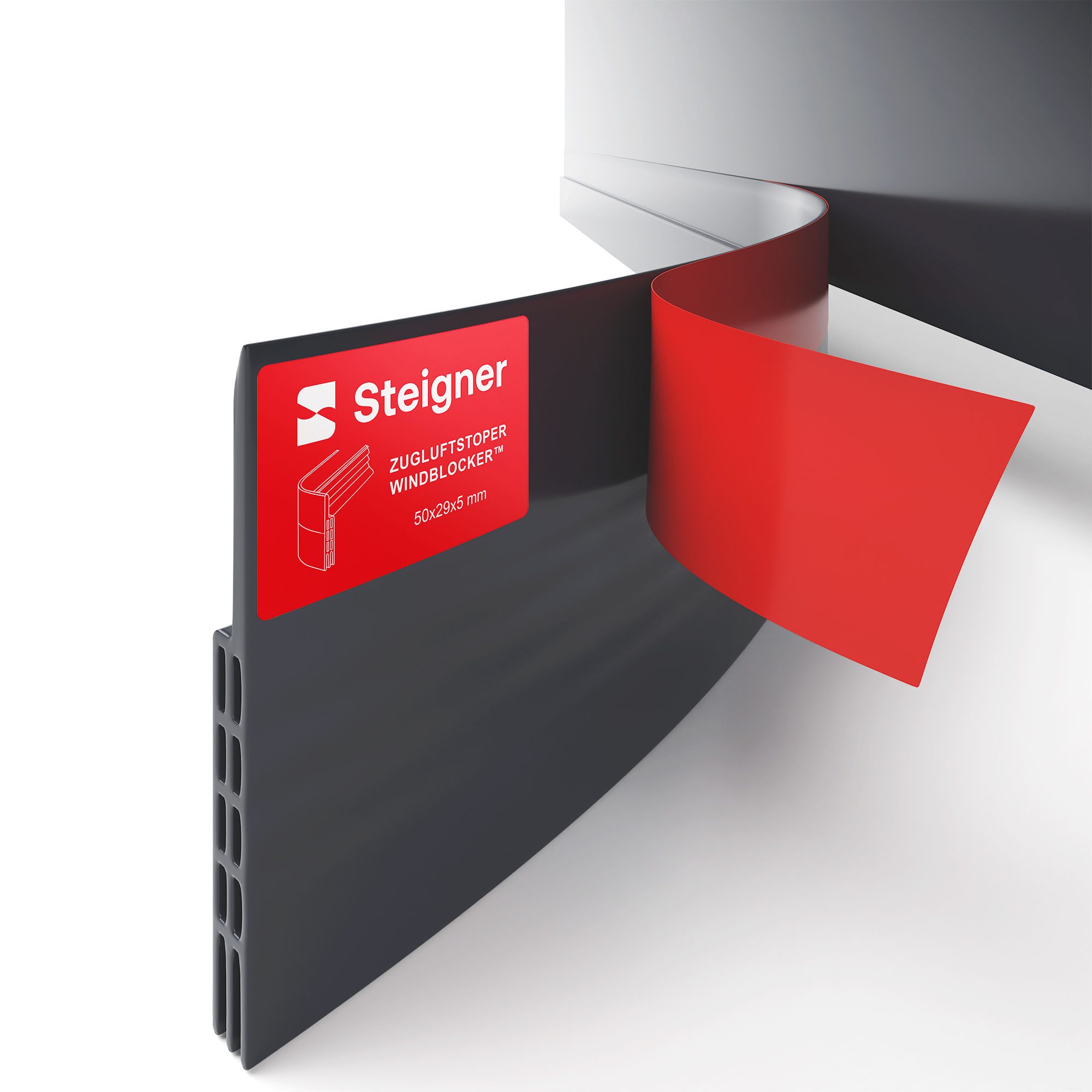 STEIGNER Türdichtband STEIGNER Türdichtung selbstklebend, Zugluftschutz, TPE, Anthrazit, 1 m, (1m Rolle), Dichtung für Türen und Fenster, Zugluftstopper, Windschutz Kälteschutz
