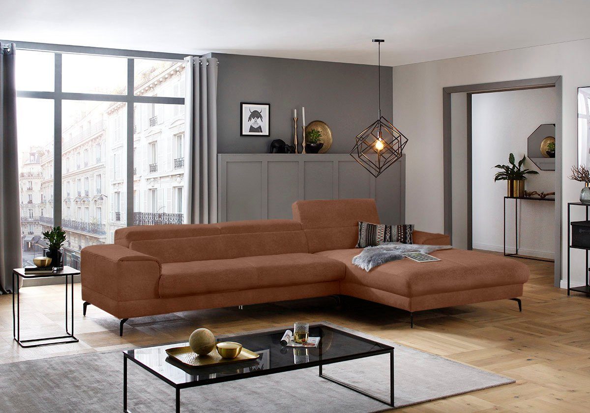 Sitztiefenverstellung, Breite 343cm W.SCHILLIG mit Kopfteilverstellung, wahlweise Ecksofa piedroo,