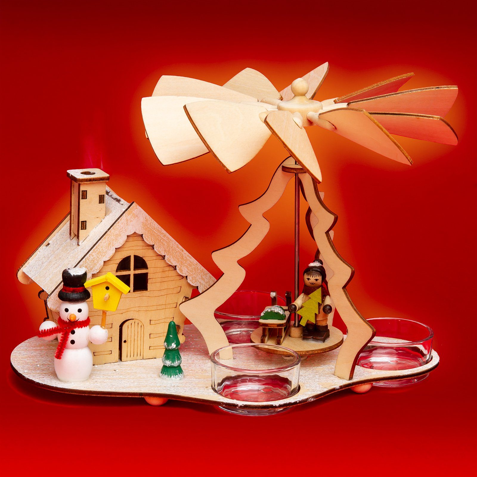 SIKORA Weihnachtspyramide 2-in-1 Räucherhaus Teelichtpyramide Deko Holz Pyr günstig online kaufen