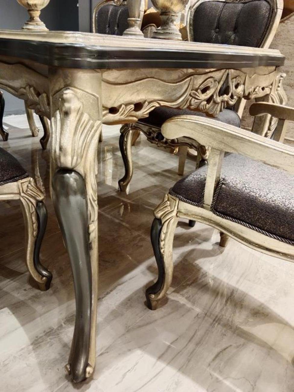 Platz 1x Tisch 6 Esszimmer Made ohne Holz Esstisch nur Stühle), Esstisch Designer Gold Europa für aus JVmoebel Esstisch in Personen (1-St.,