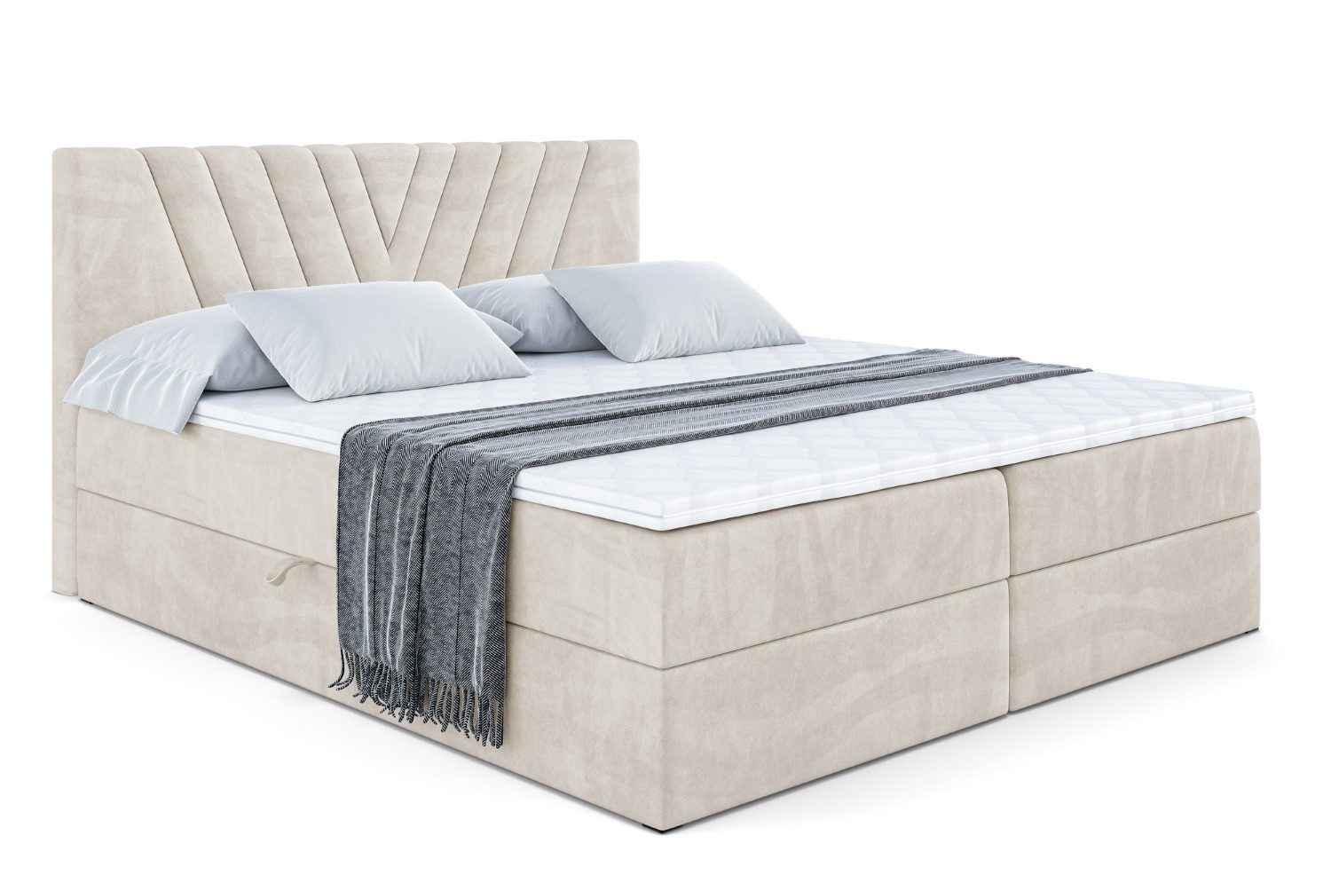ALTDECOR Boxbett ERNINA (Multipocket-Matratze H4, H3 Matratze Bonellfederung, Topper, Kopfteil)