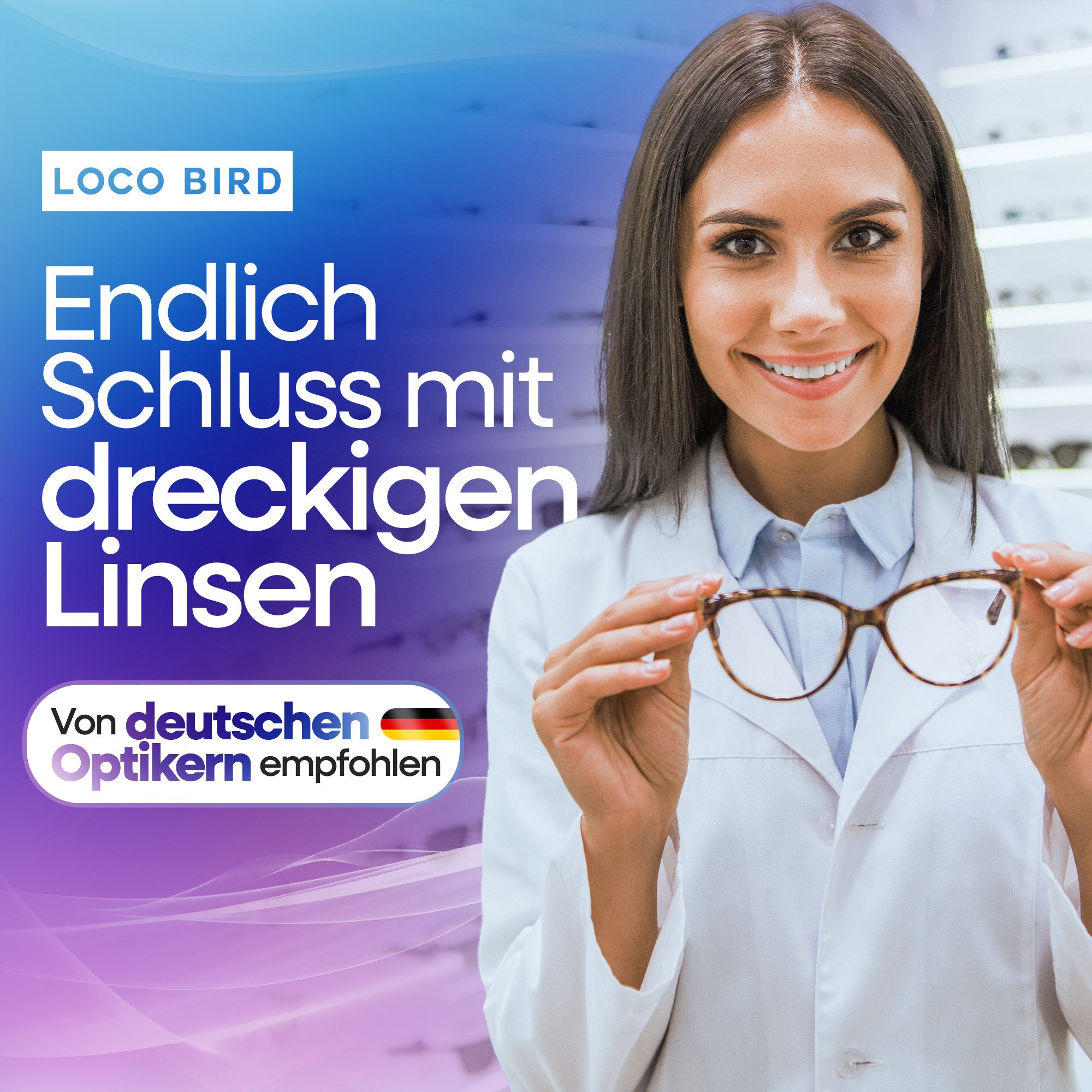 Loco Bird Brillenputztuch Microfaser in Optikerqualität - Brillenputztücher - Reinigungstücher (15x17 cm, - 8er Set, Brillentücher in Grau, Mikrofasertuch, Mikrofasertücher für Brille & Display, Microfasertuch)