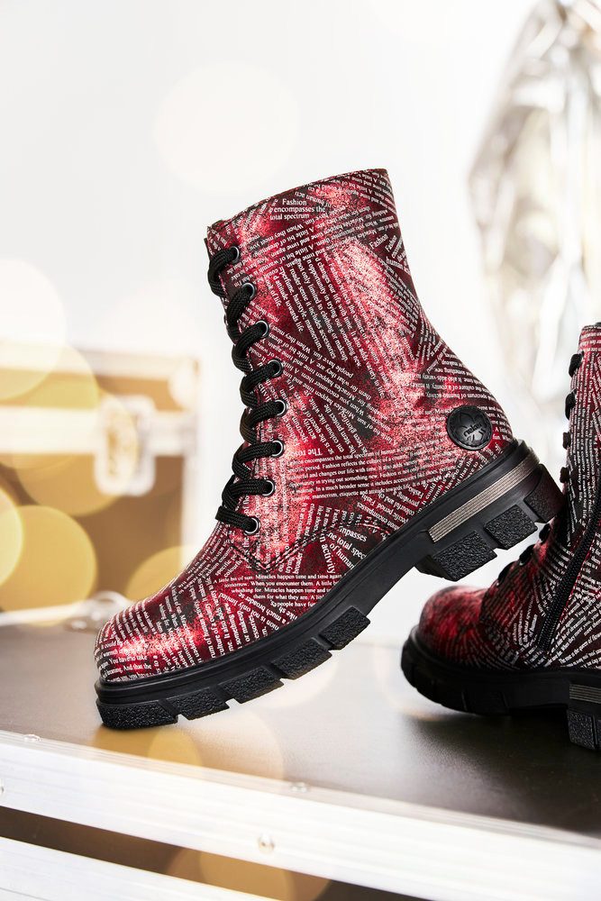 Rieker Schnurboots Stiefelette Blockabsatz mit zusatzlichem InnenreiBverschluss