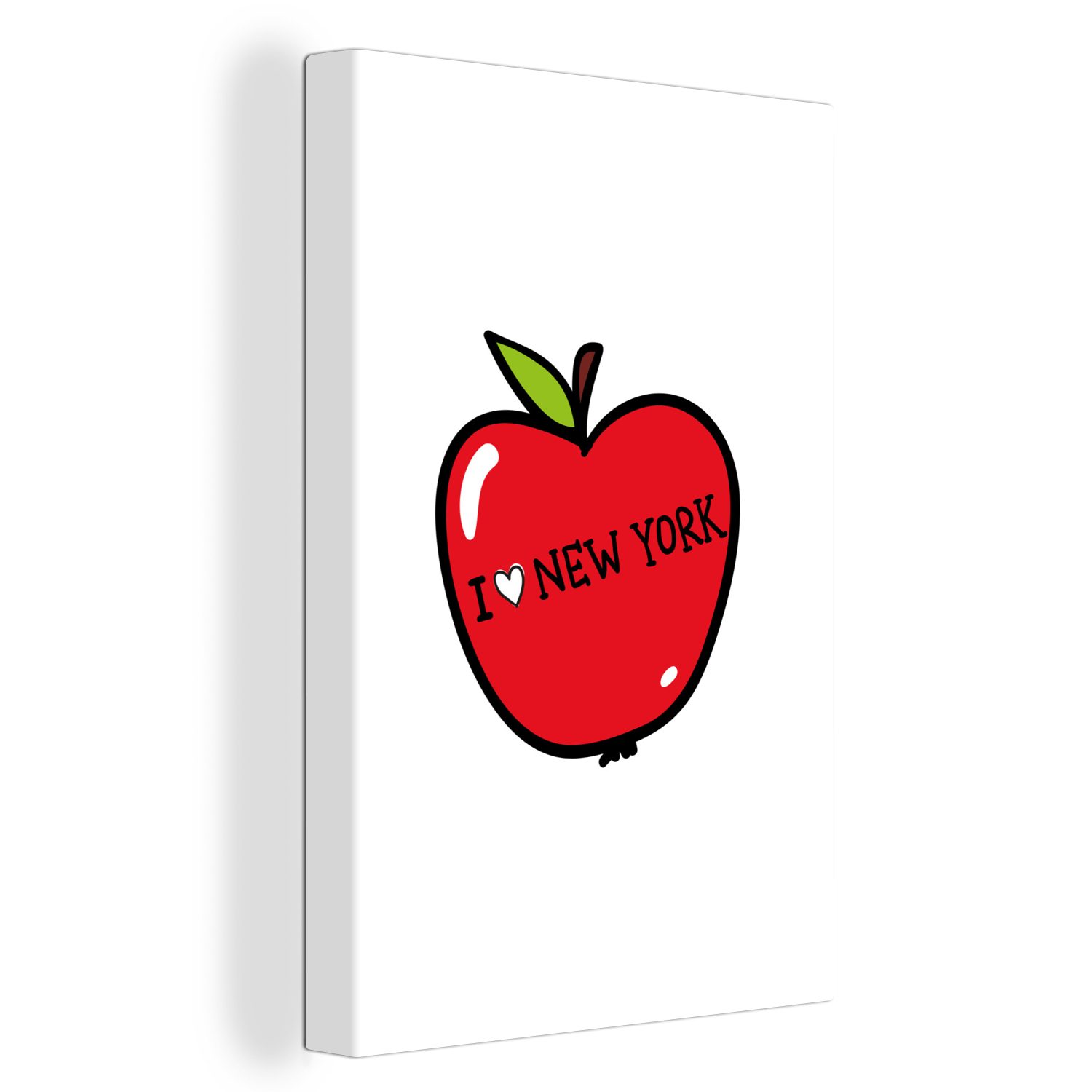 OneMillionCanvasses® Leinwandbild New York - Apfel Zackenaufhänger, inkl. (1 Gemälde, St), bespannt - Leinwandbild cm fertig Grün, 20x30
