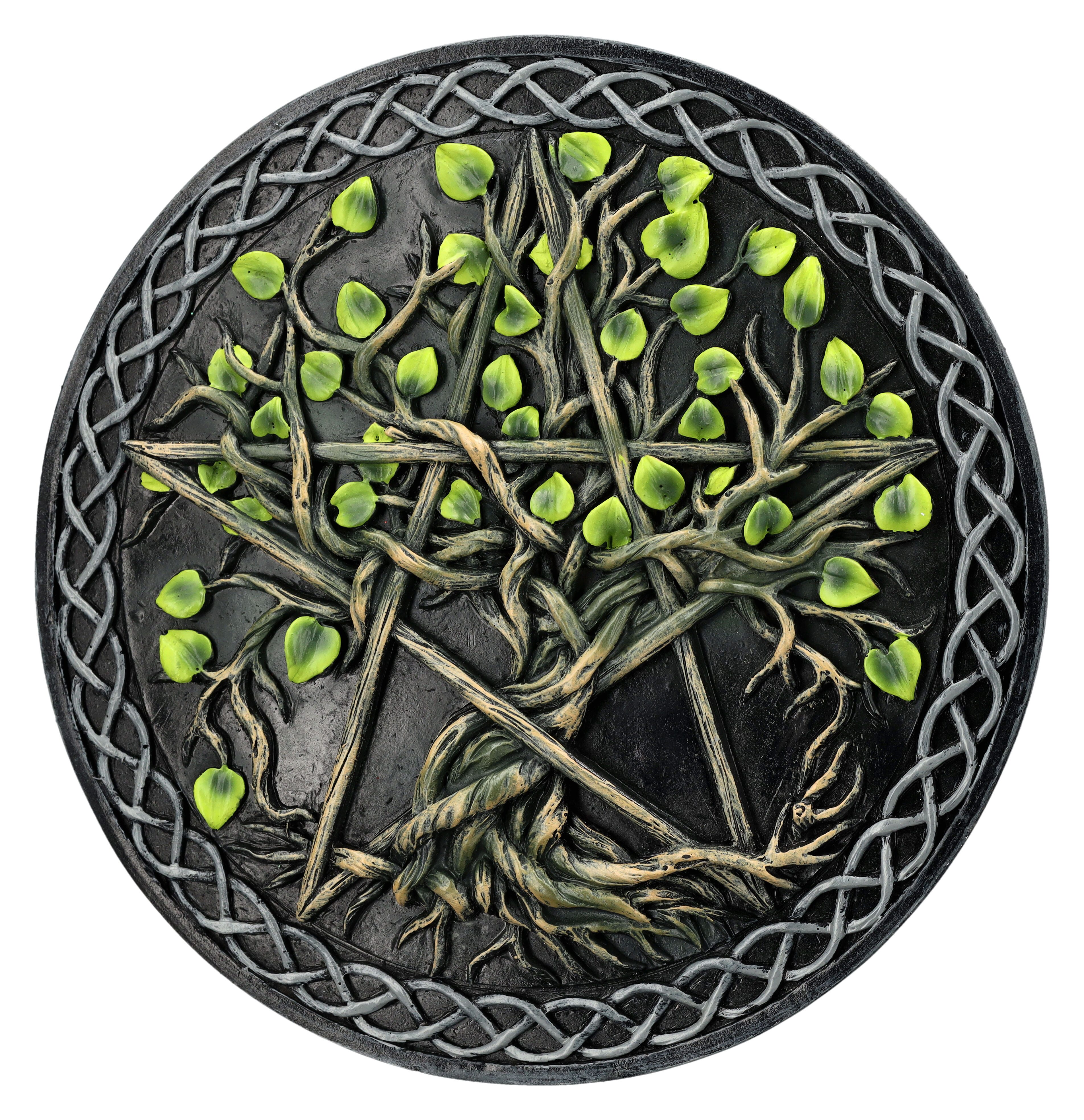 Wanddekoobjekt Wandrelief - Pentagramm und Lebensbaum - Wanddeko Fantasy Mythologie