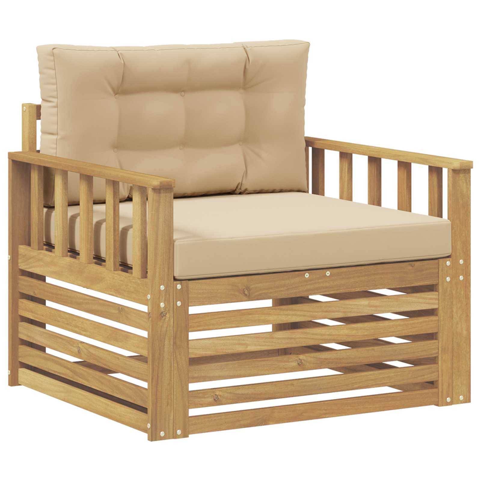 vidaXL Sofaelement Outdoor-Sofa Polyester Weiß und Beige (1 St)